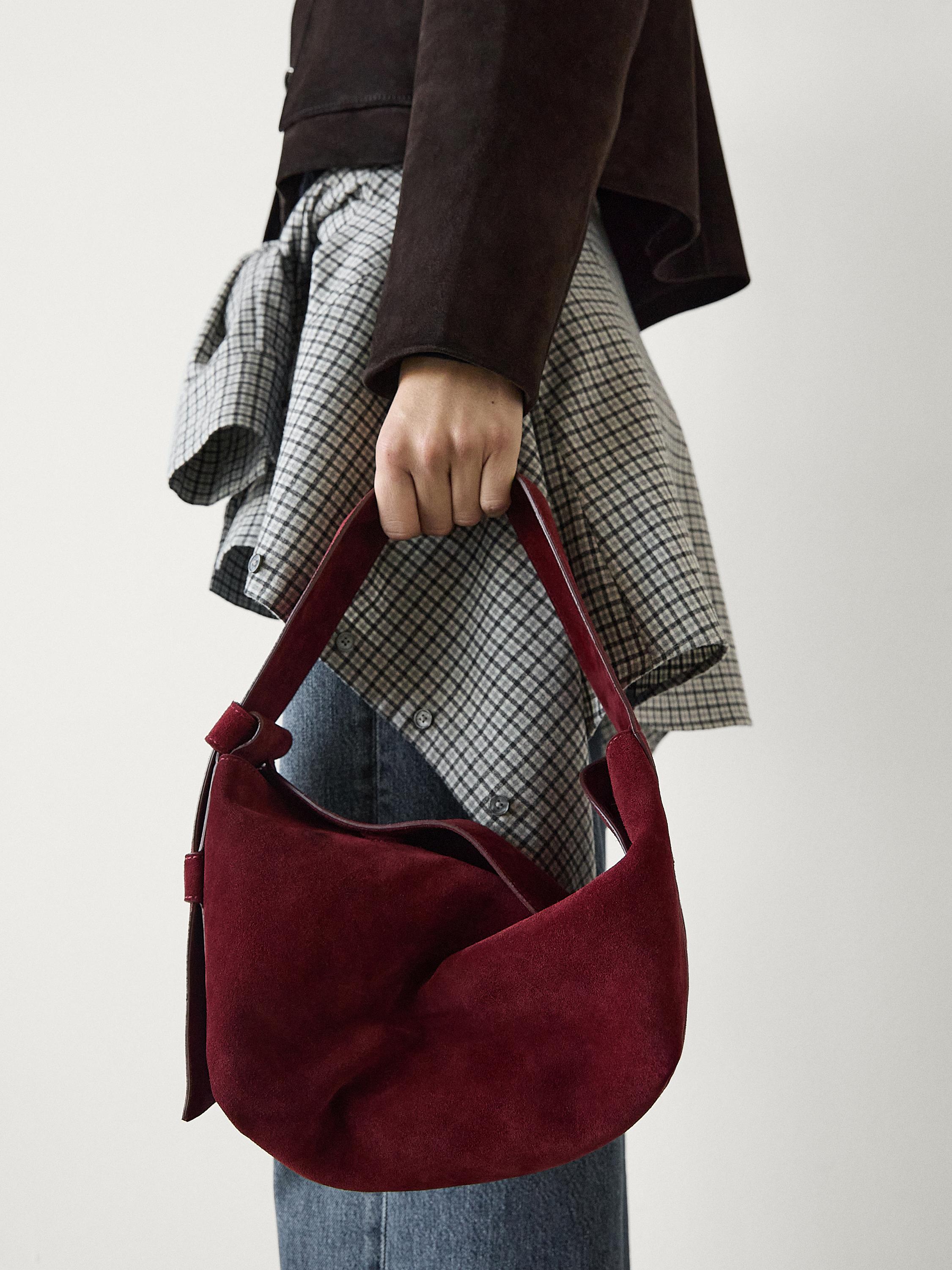 Borsa A Spalla Donna In Pelle Scamosciata - Hobo Retrò, Tracolla Regolabile, Autunno/Inverno - Foto 8