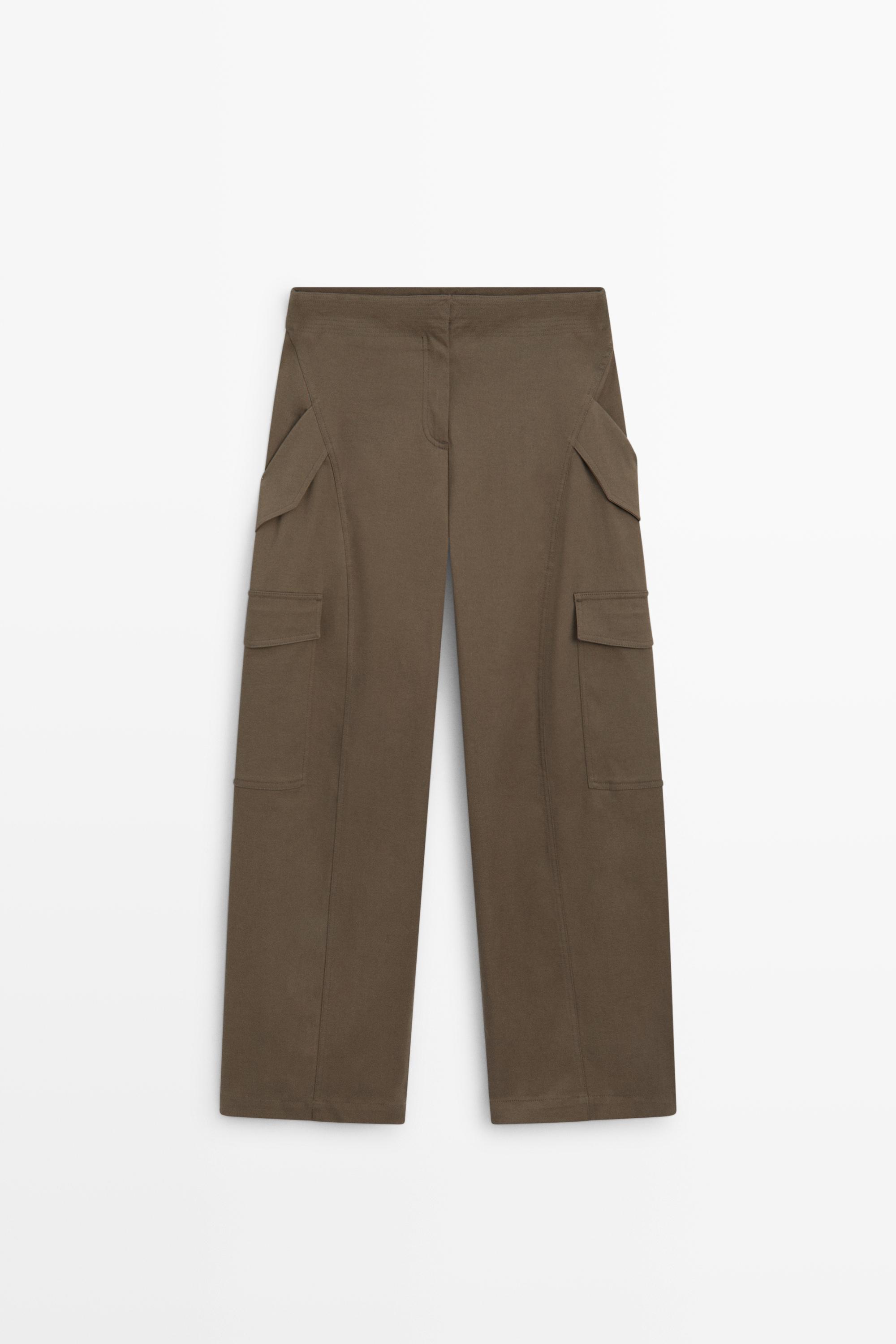 Pantalón cargo mezcla algodón · Kaki · Pantalón | Massimo Dutti