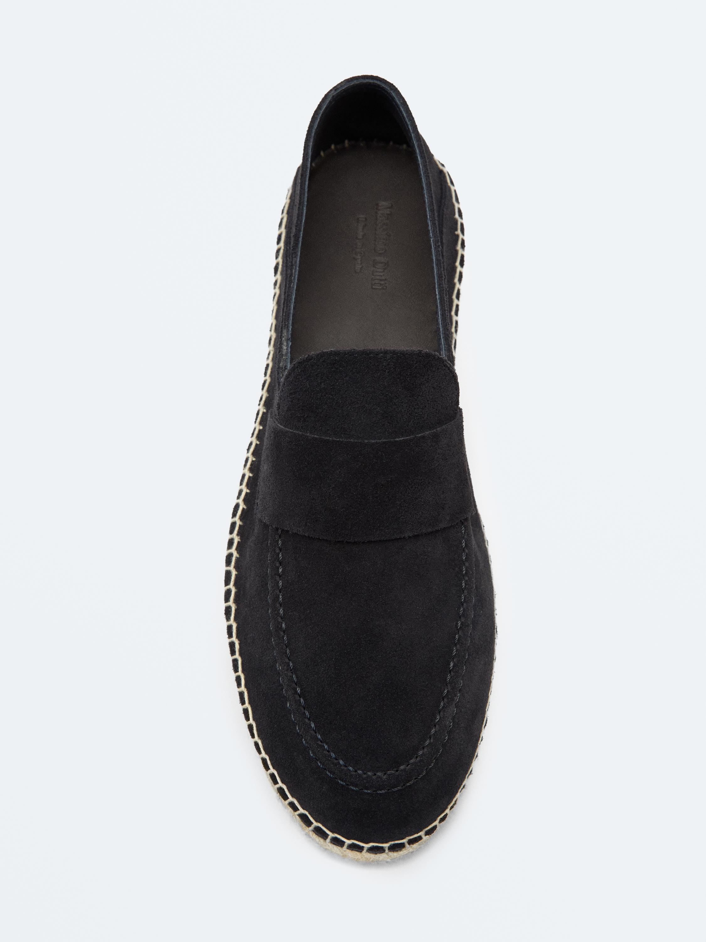 Split suede leather espadrille with piece — Dark blue