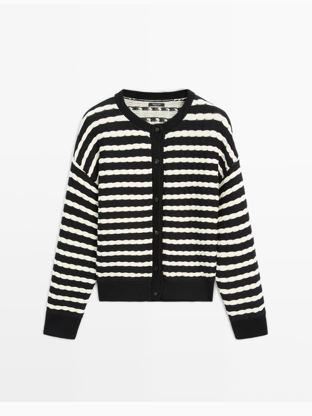 Cárdigan Punto Marinero 100% Algodón - Azul Marino - M - Massimo Dutti - Mujer