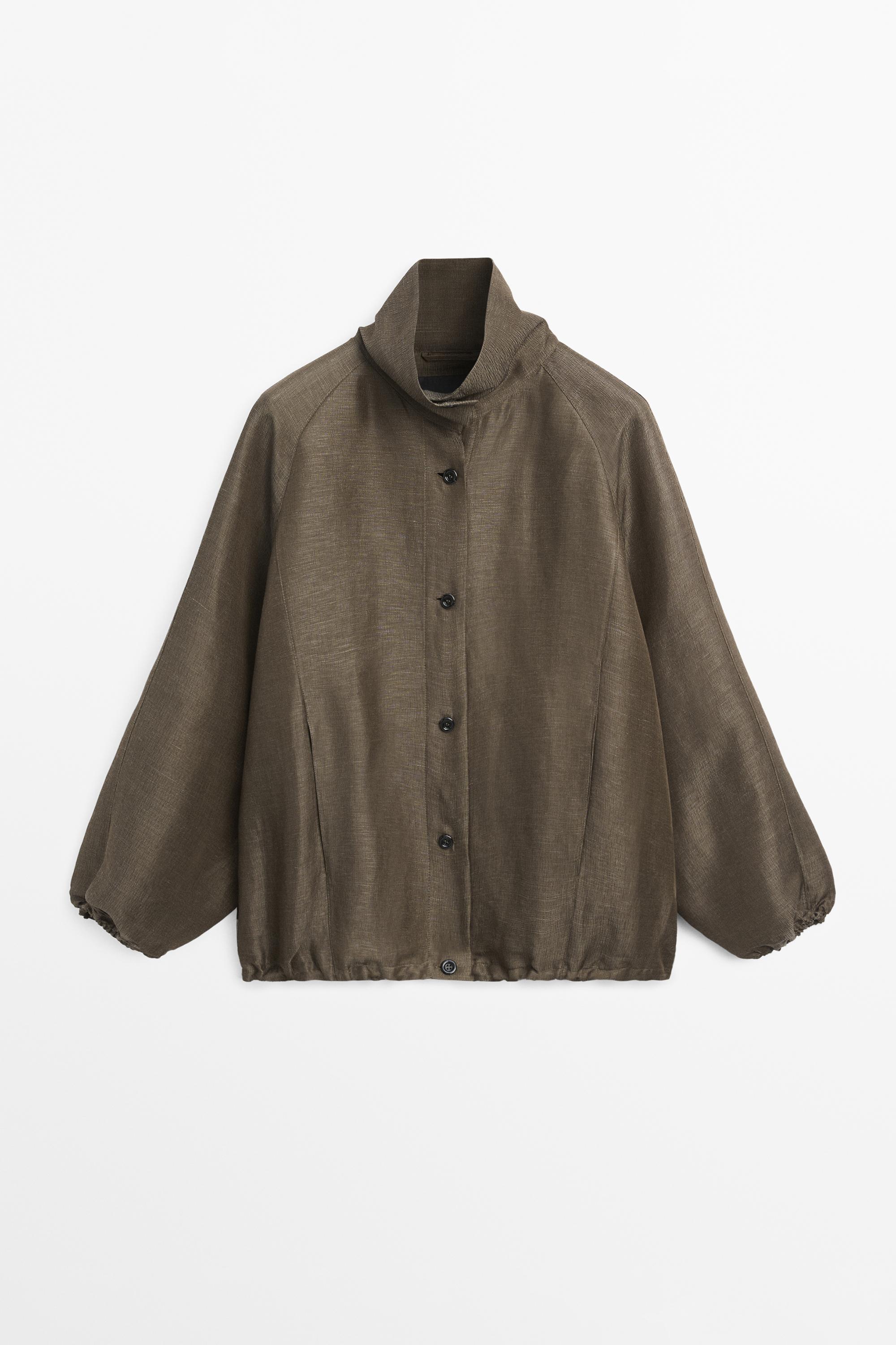 Linen and silk bomber jacket