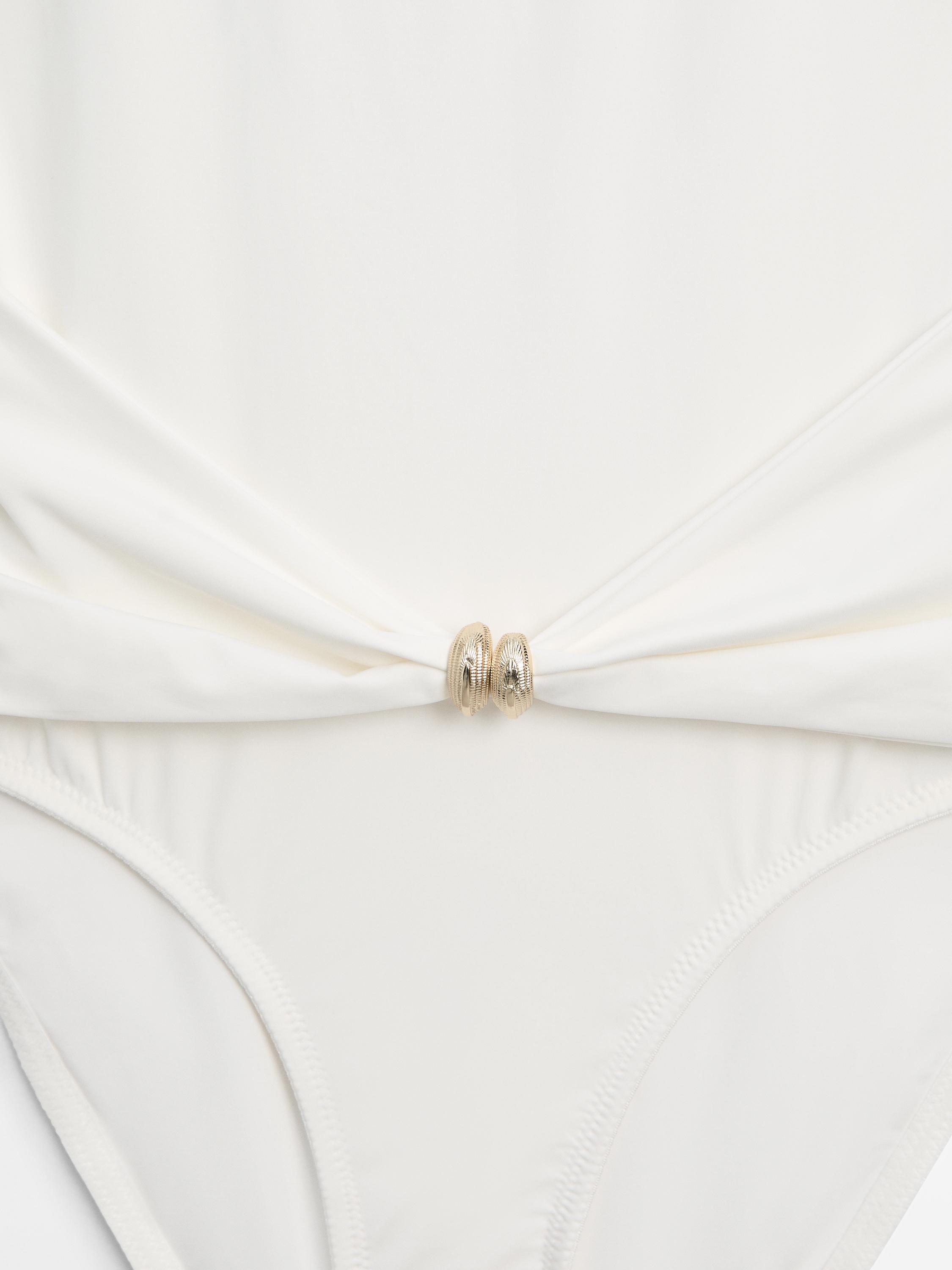 Swimsuit with rhinestone detail — Off white