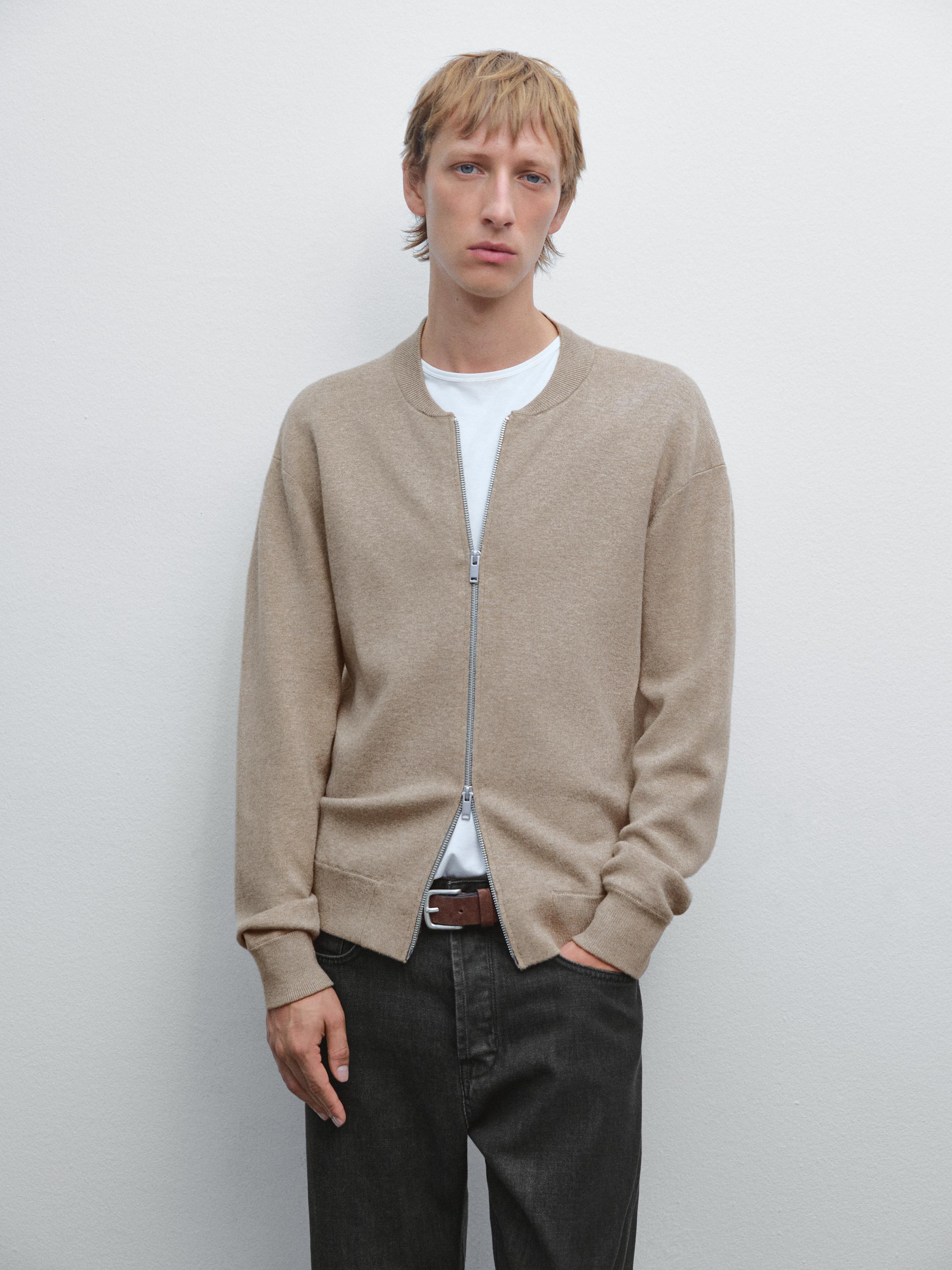 Bomber-style knit cardigan