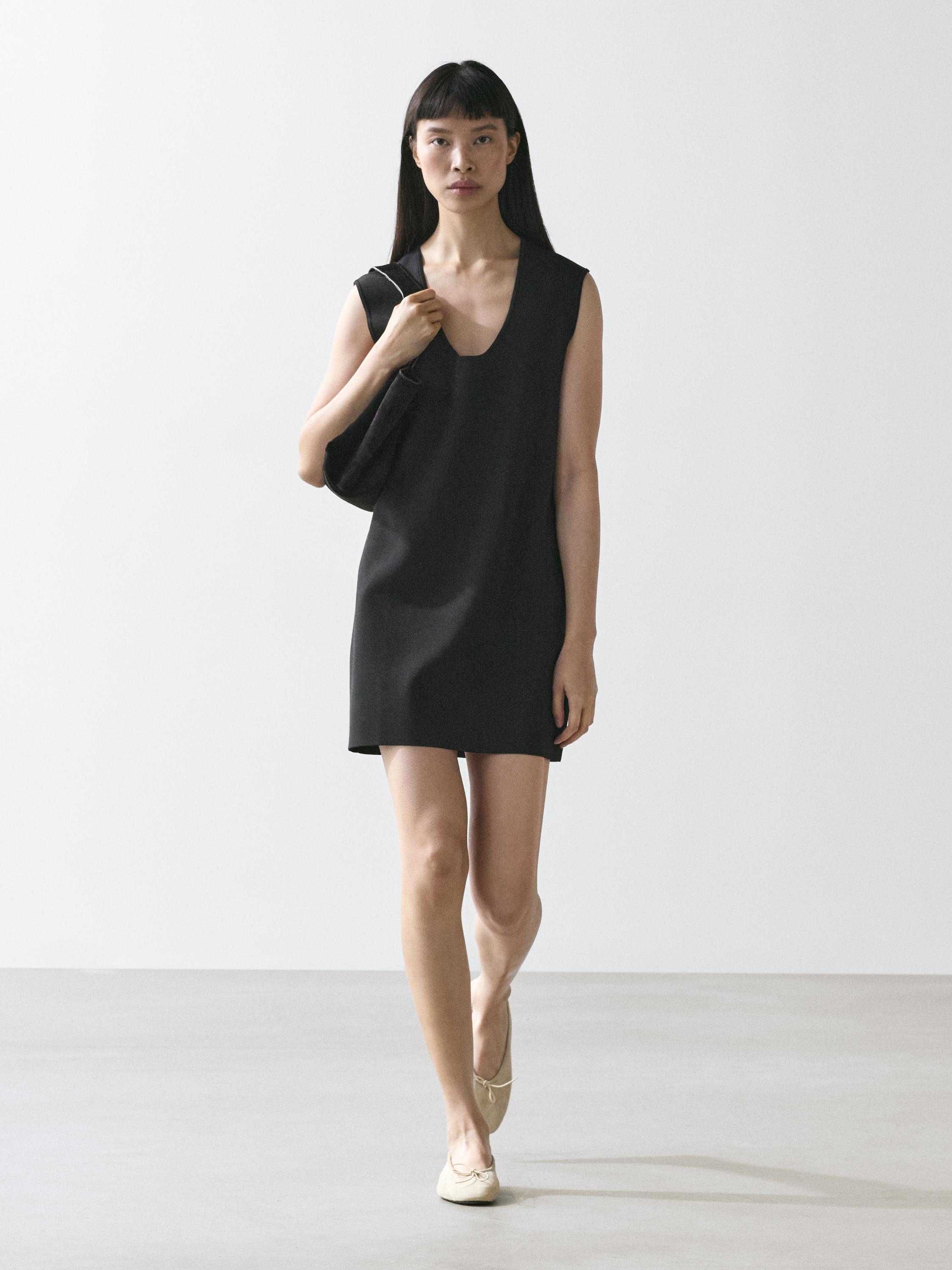 Flowing mini dress Black Dress | Massimo Dutti Flowing mini dress Black Dress | Massimo Dutti