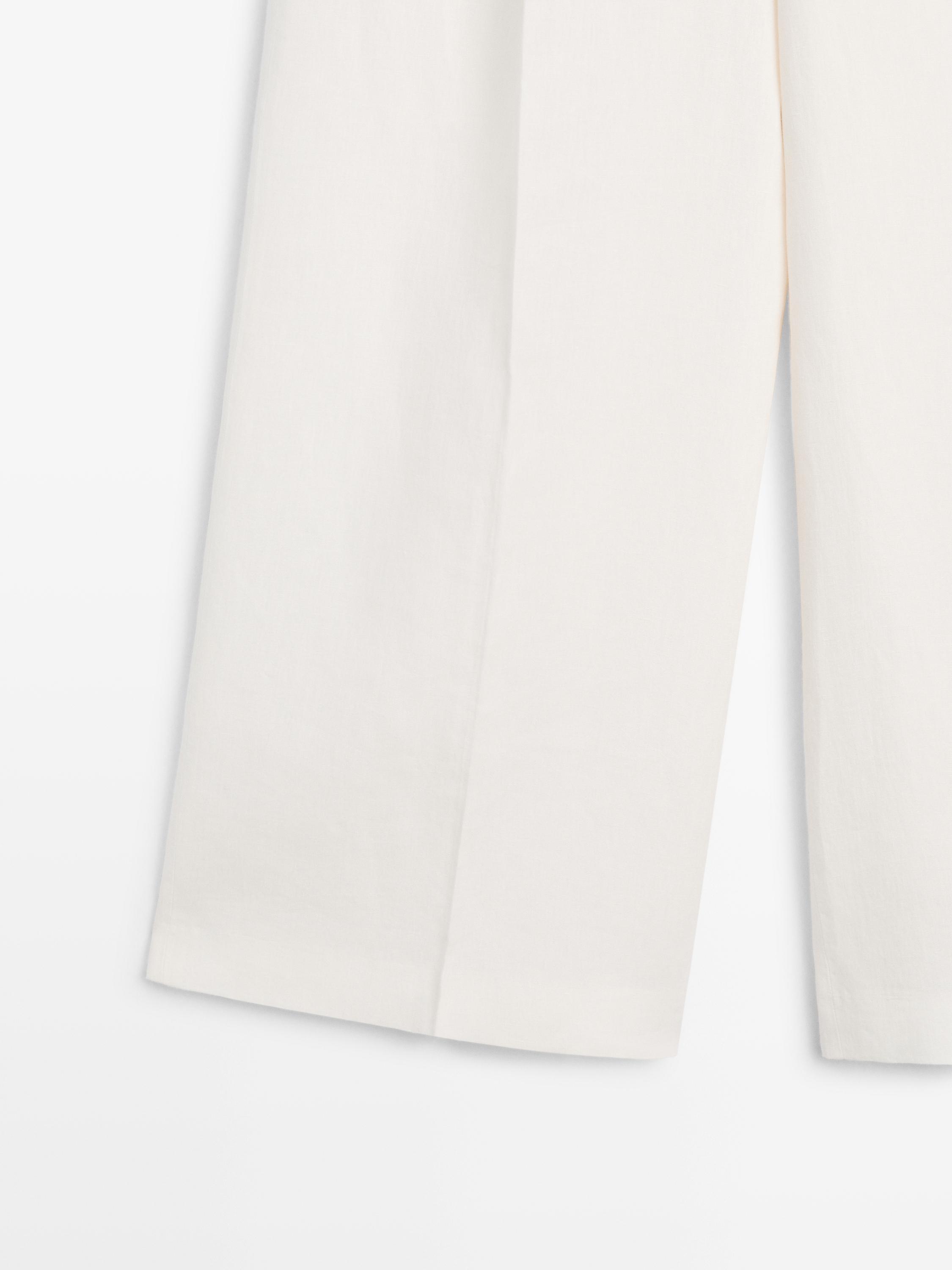 Flowing linen suit trousers — Off white