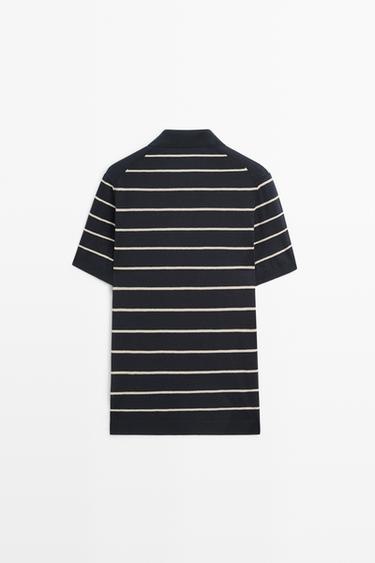 100% cotton striped knit sweater — NAVY BLUE 6