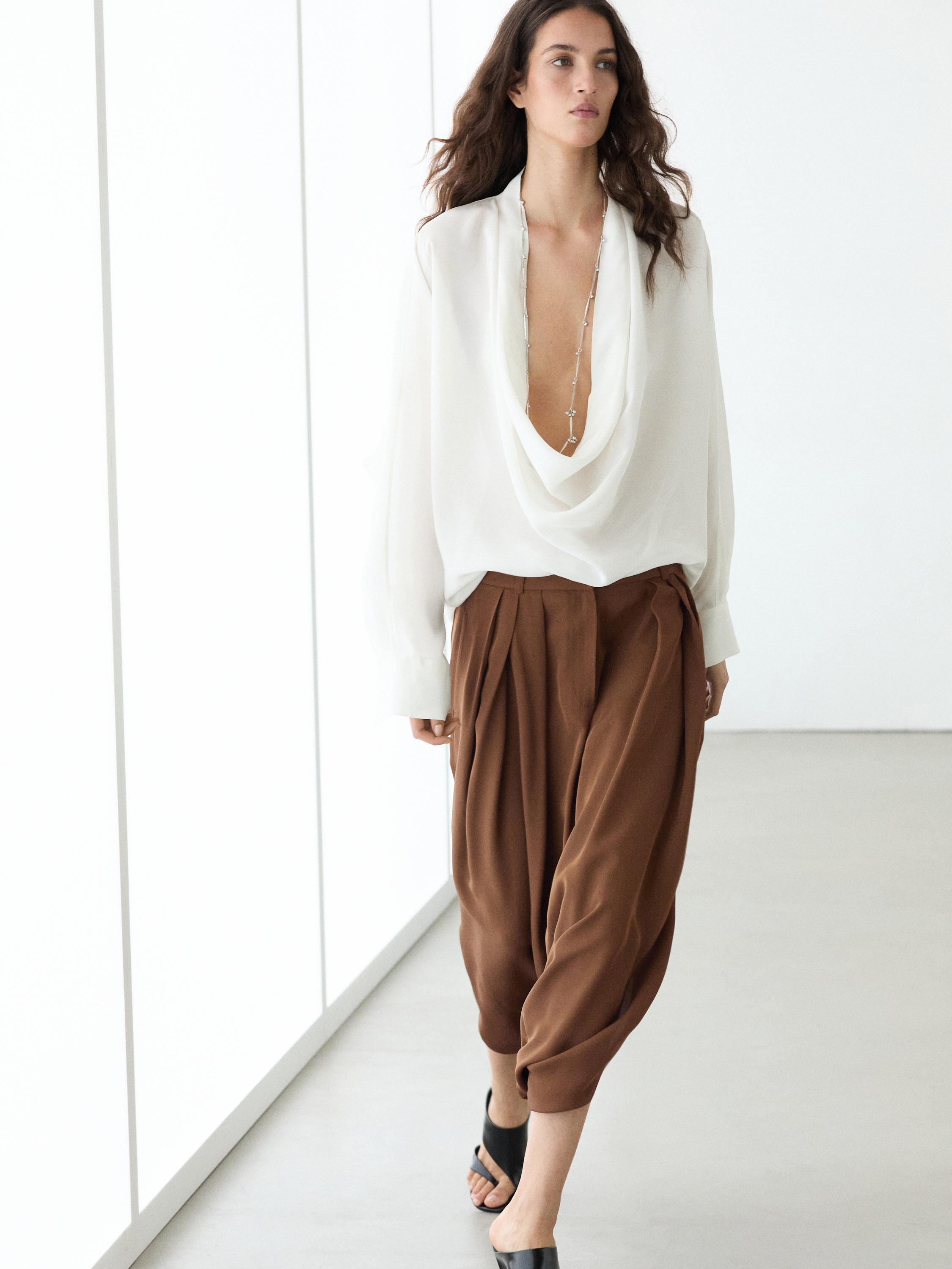 Flowing pleated skort — Washed