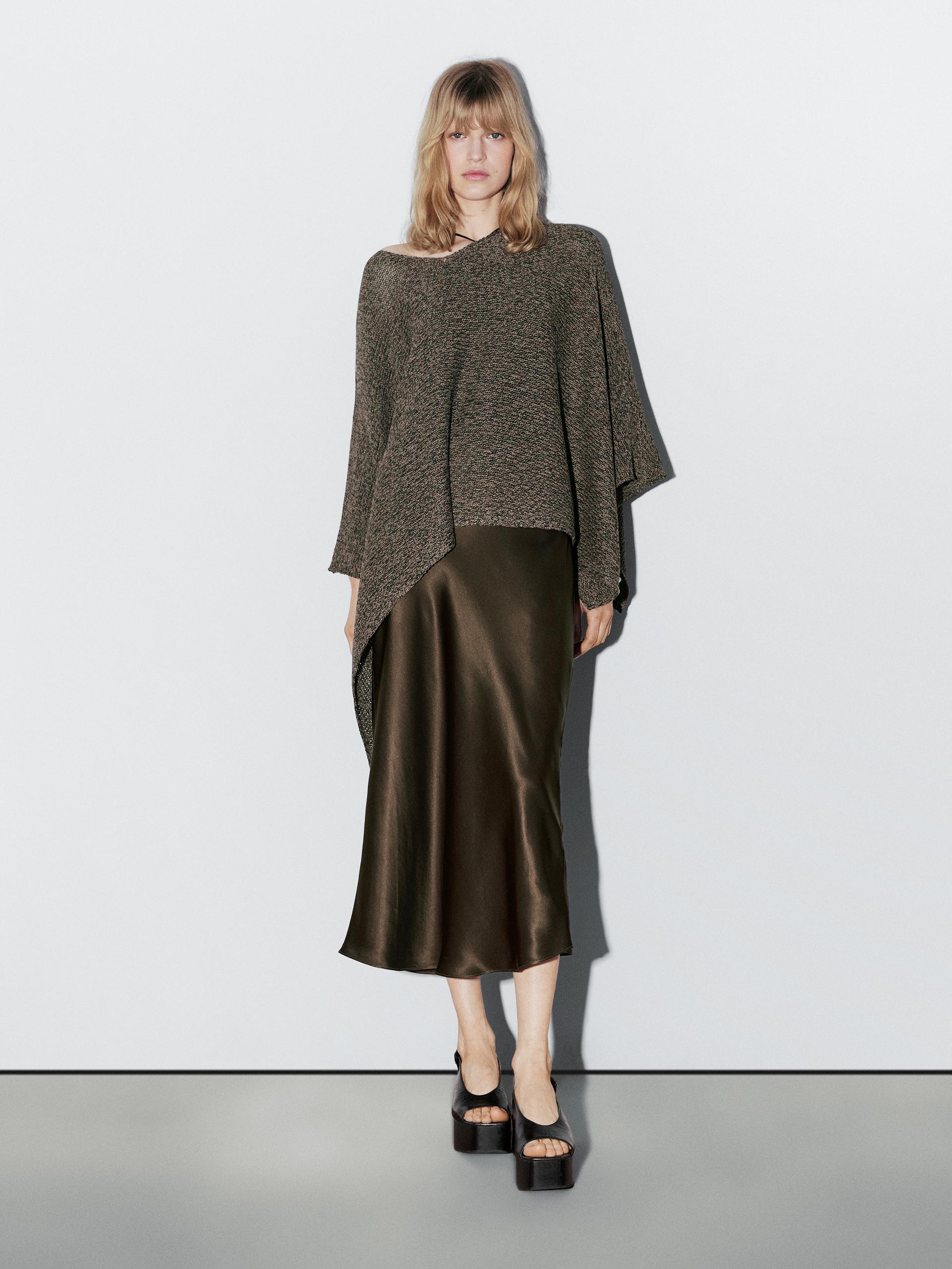 Massimo Dutti Flecked Knit Cape