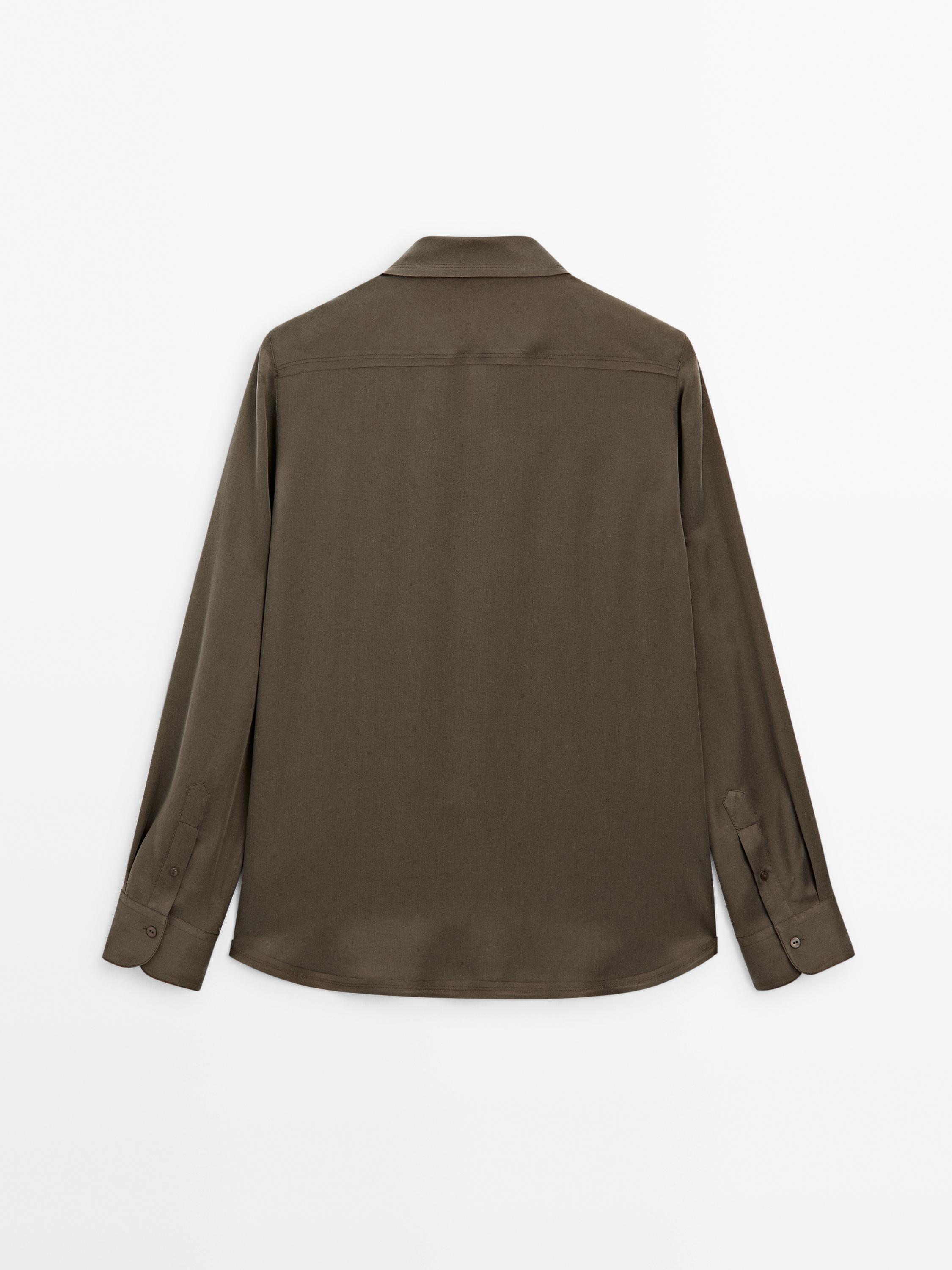Satin mulberry silk blend shirt