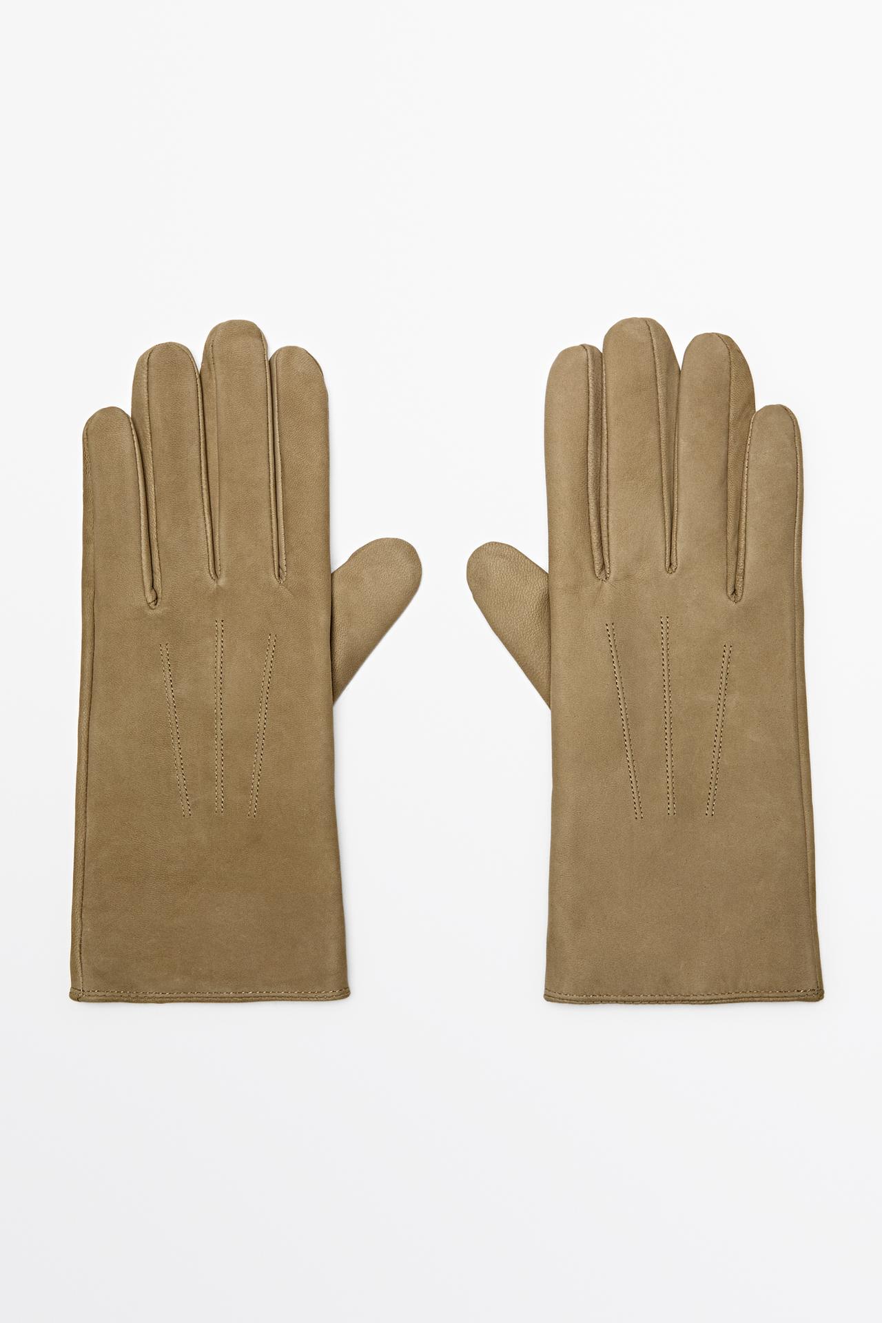 Split suede leather gloves — MUSTARD YELLOW