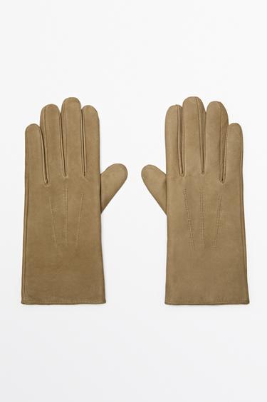 Split suede leather gloves — MUSTARD YELLOW 1