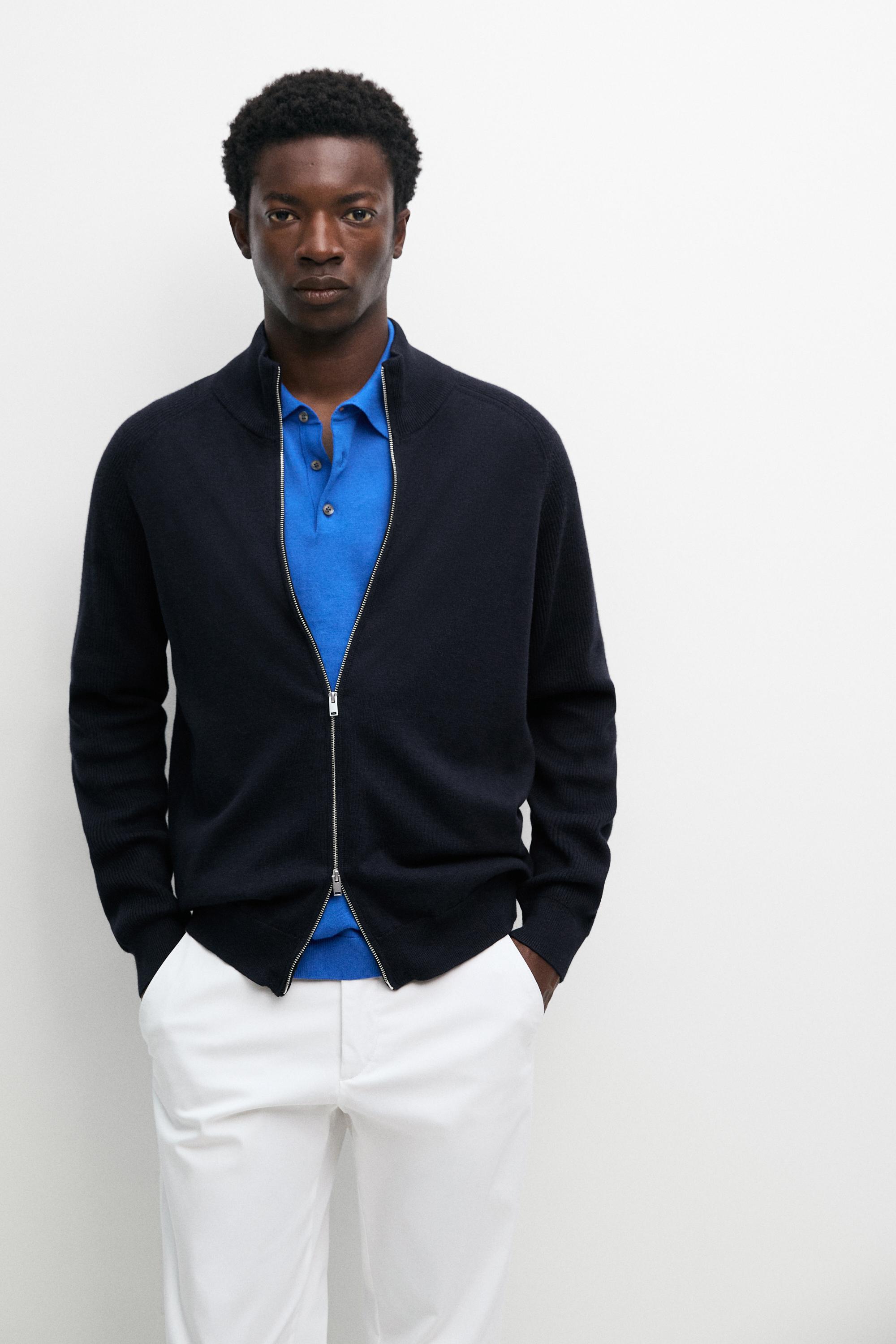 Knit cotton blend cardigan with raglan sleeves
