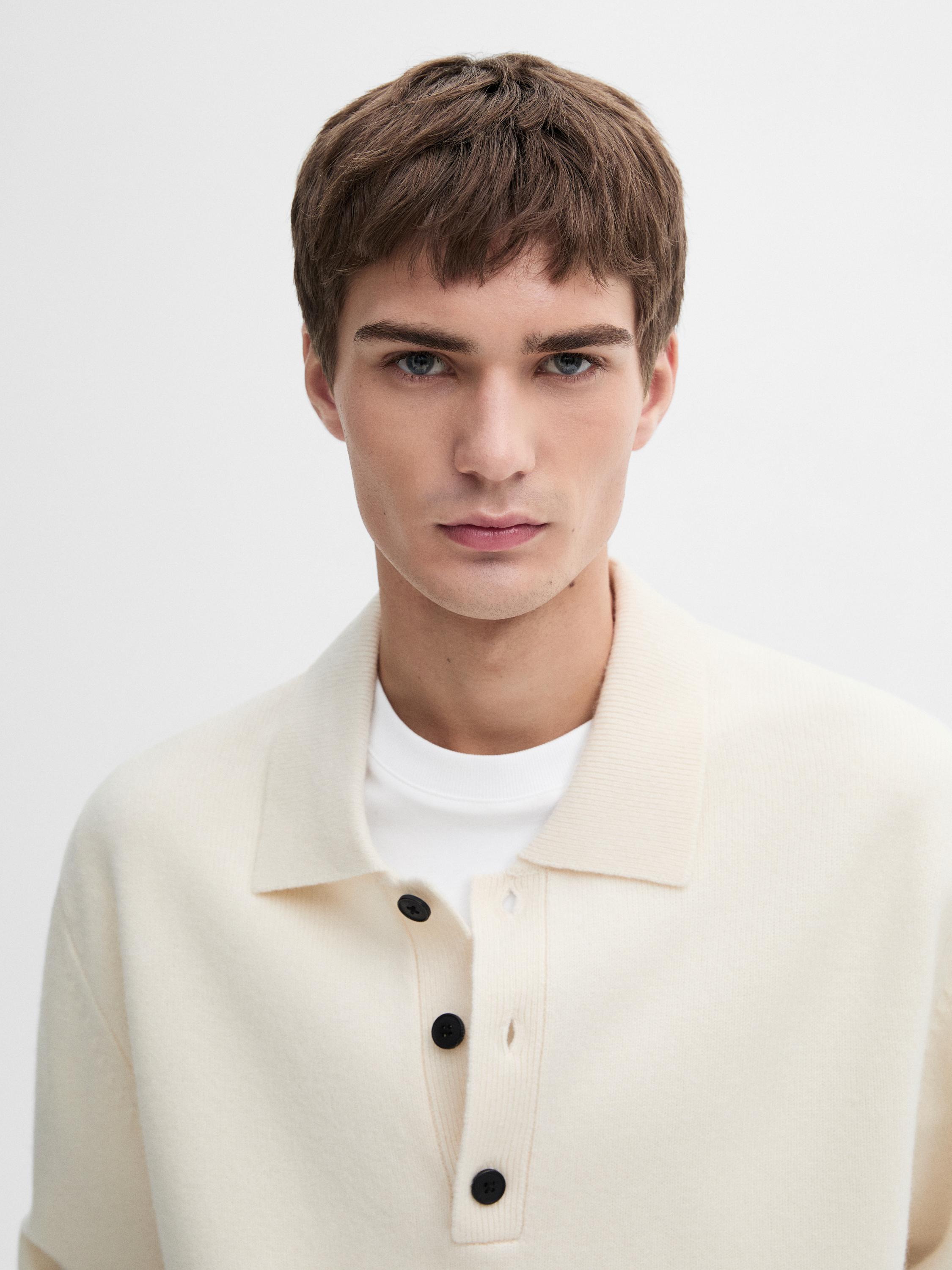 100% wool knit polo sweater