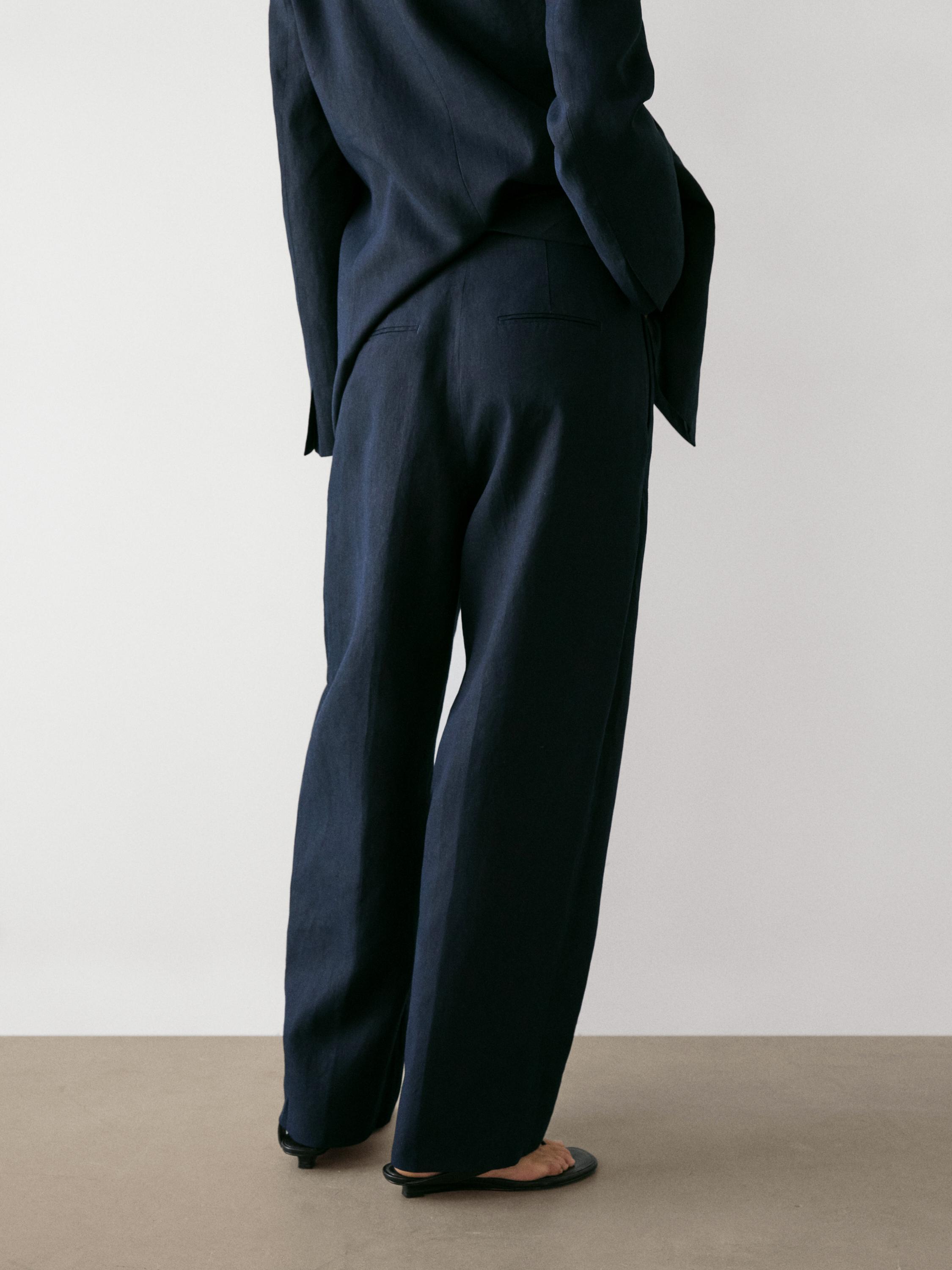 Linen suit trousers — NAVY BLUE