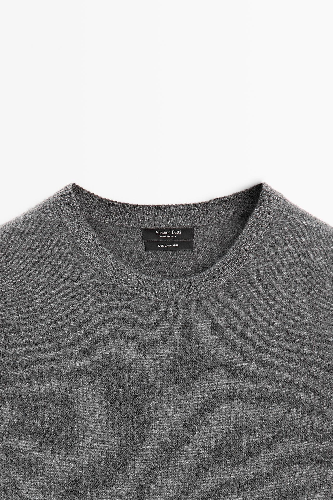 100% cashmere long sleeve sweater — GREY