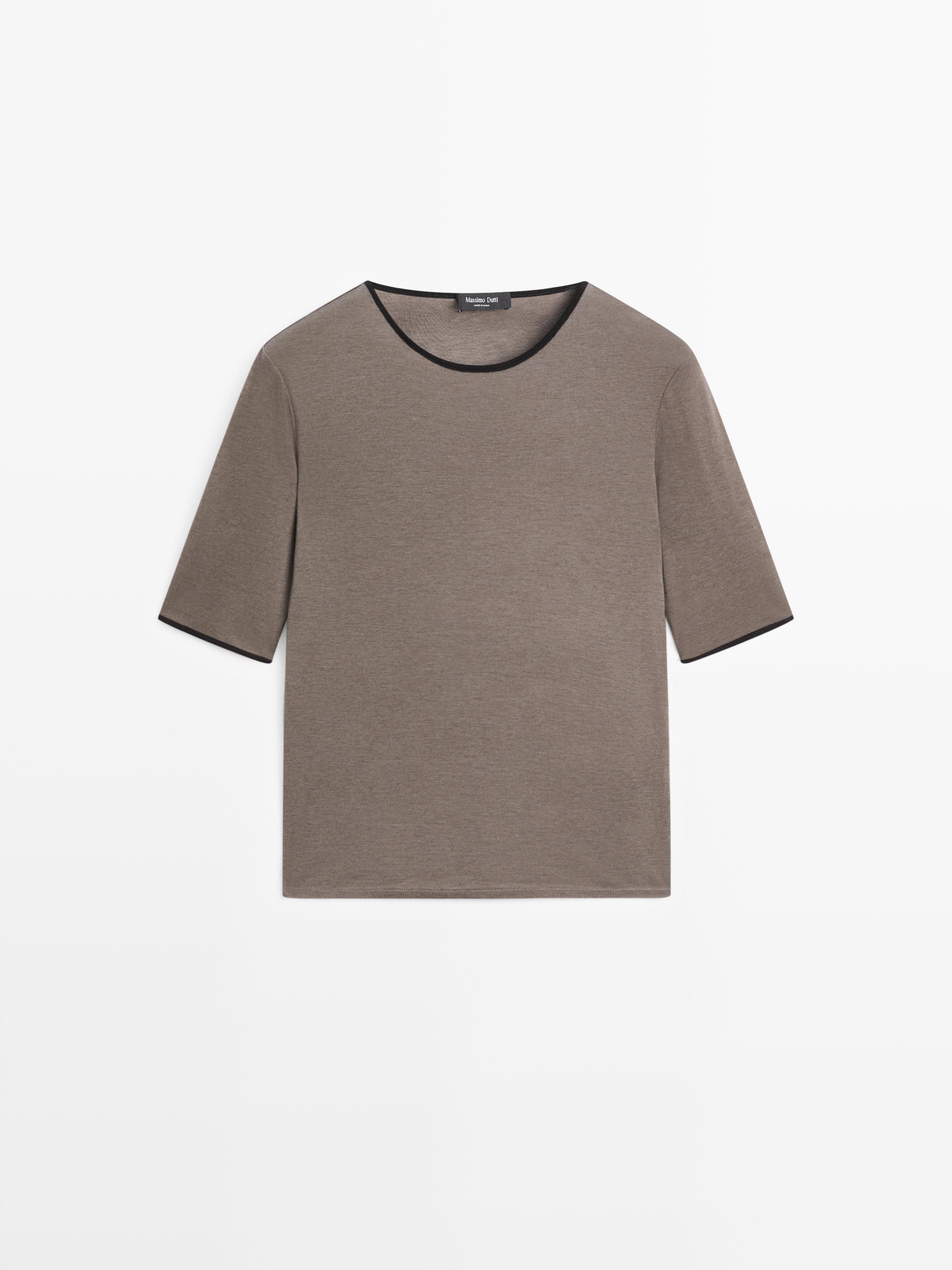 Wool blend T-shirt with contrast detail