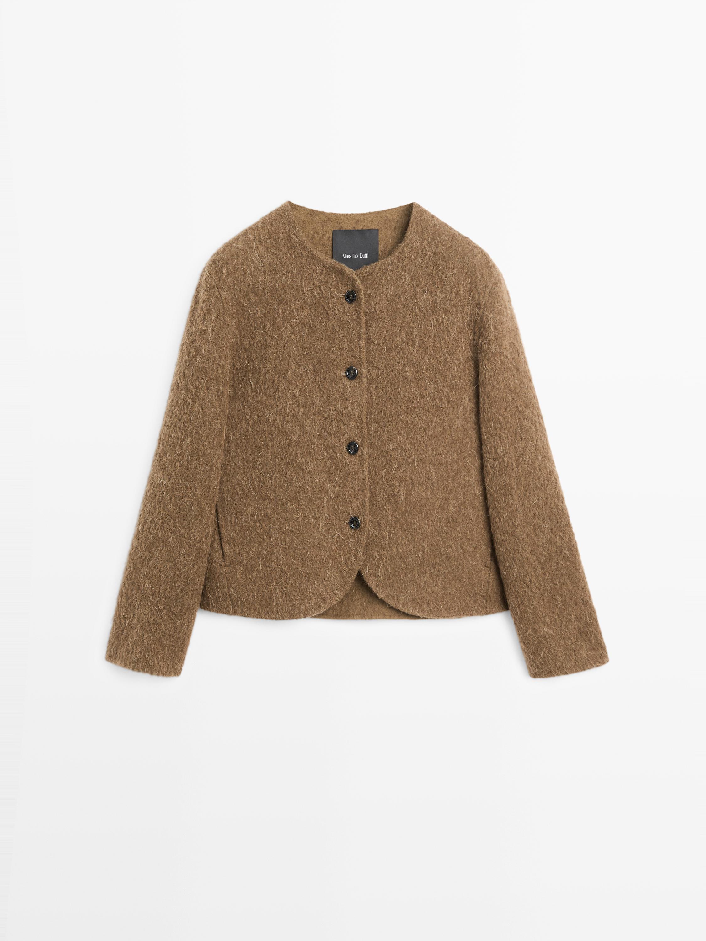 Πλεκτή ζακέτα από μαλλί αλπακά με βουρτσισμένο φινίρισμα