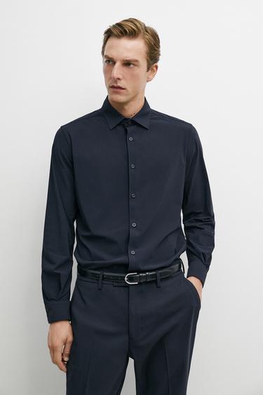 Slim fit stretch shirt — NAVY BLUE 3