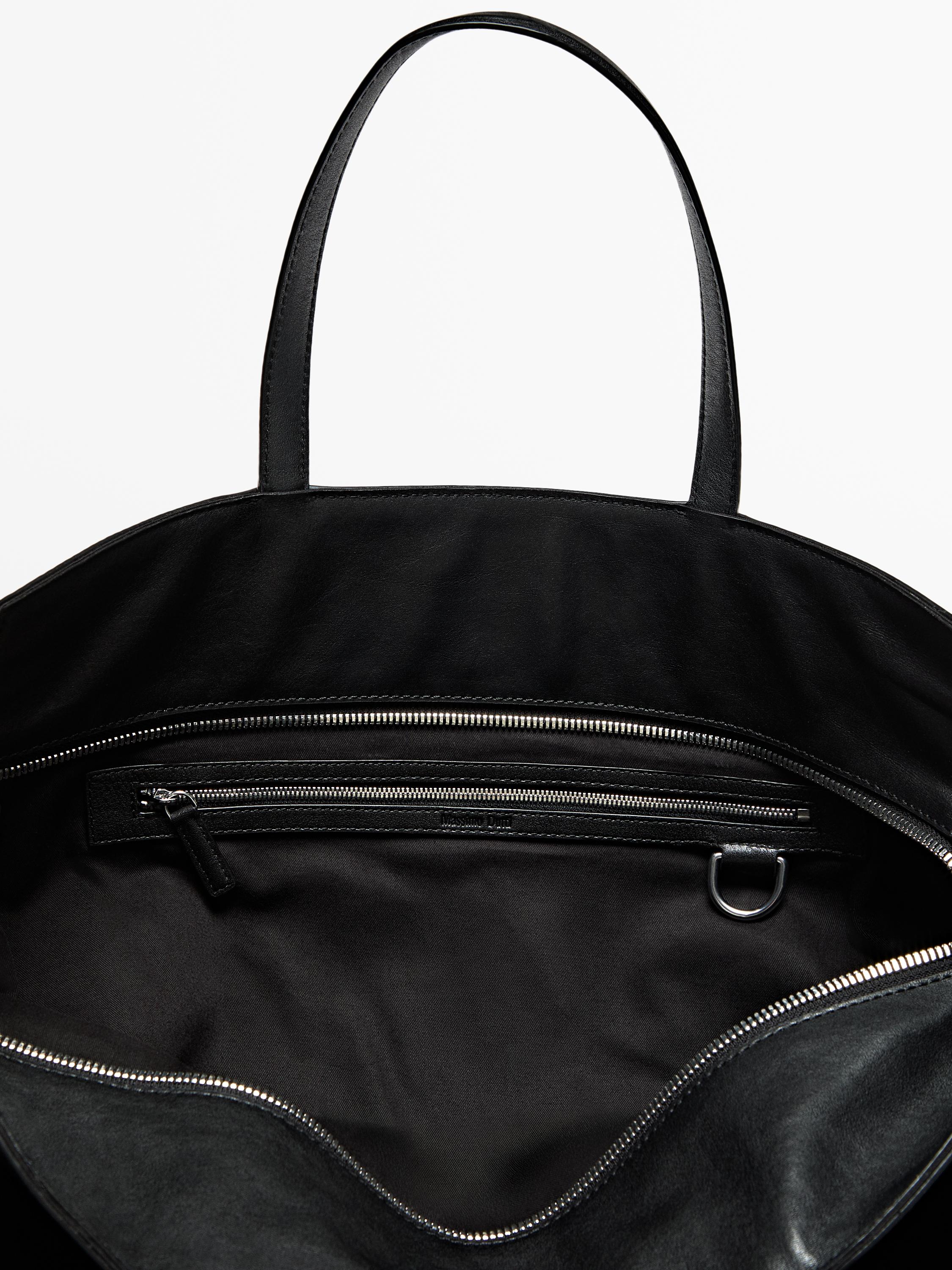 Nappa leather tote bag with zip