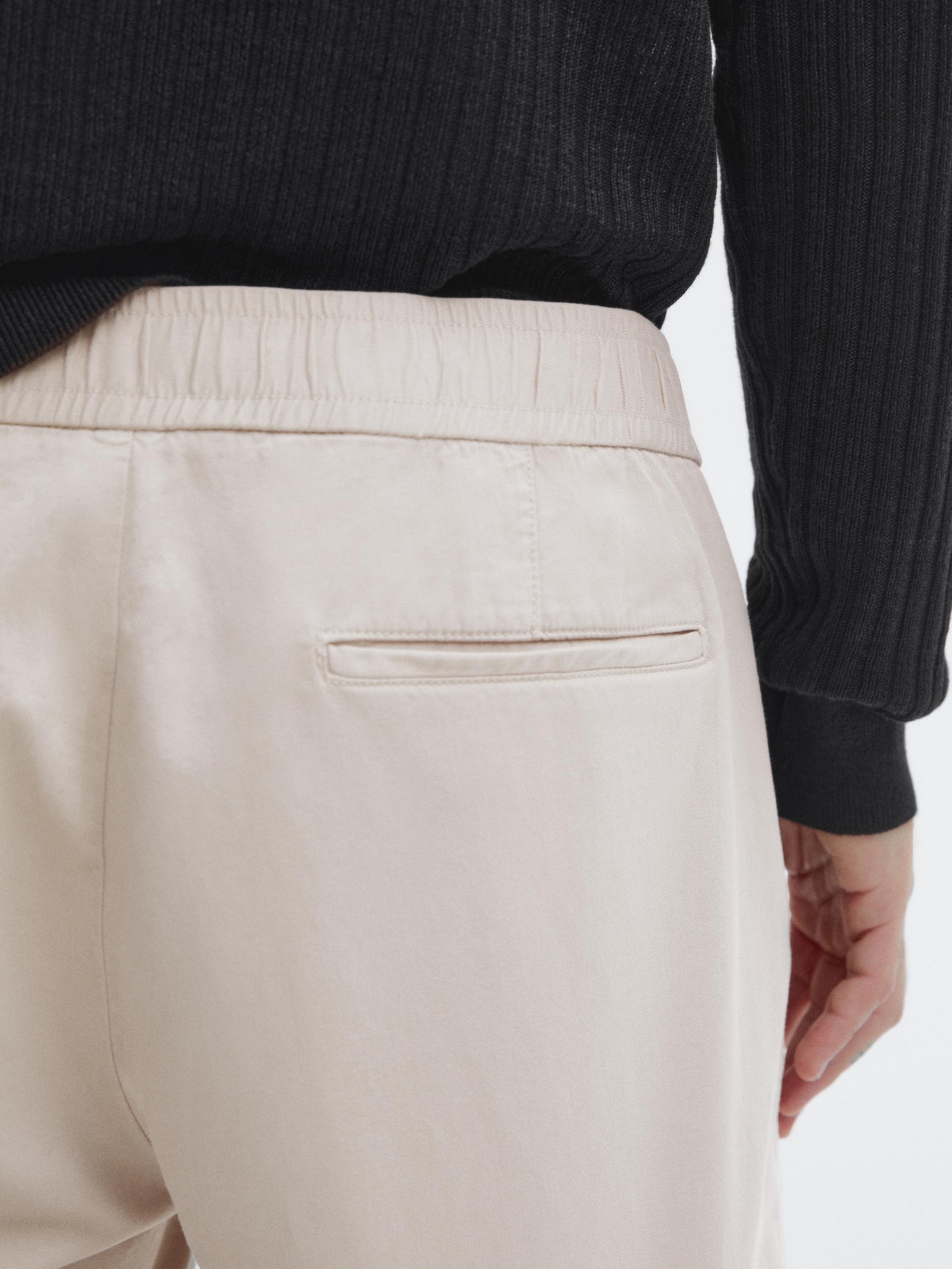 Cotton and linen blend drawstring Bermuda shorts