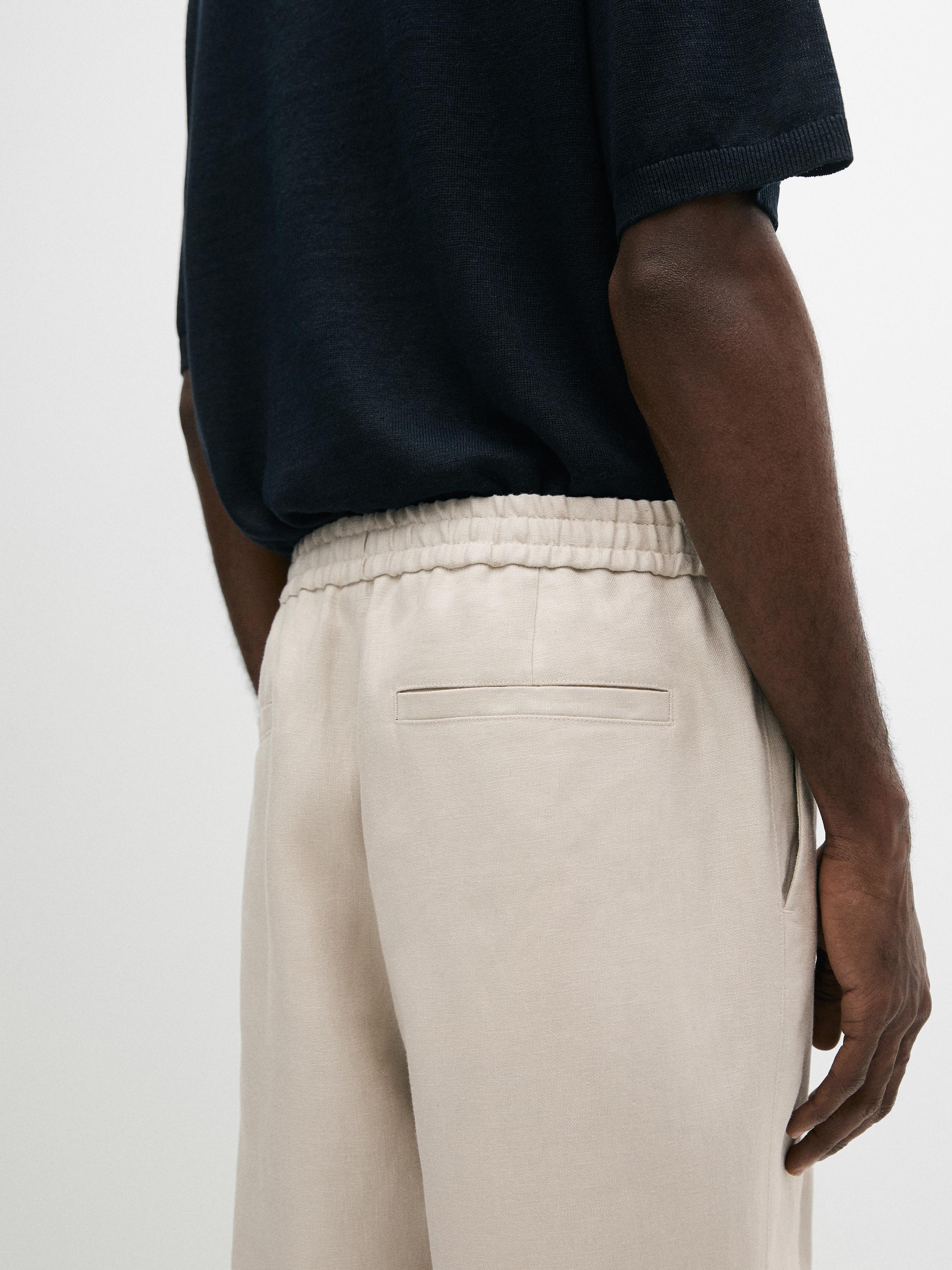 100% linen joggers — BEIGE