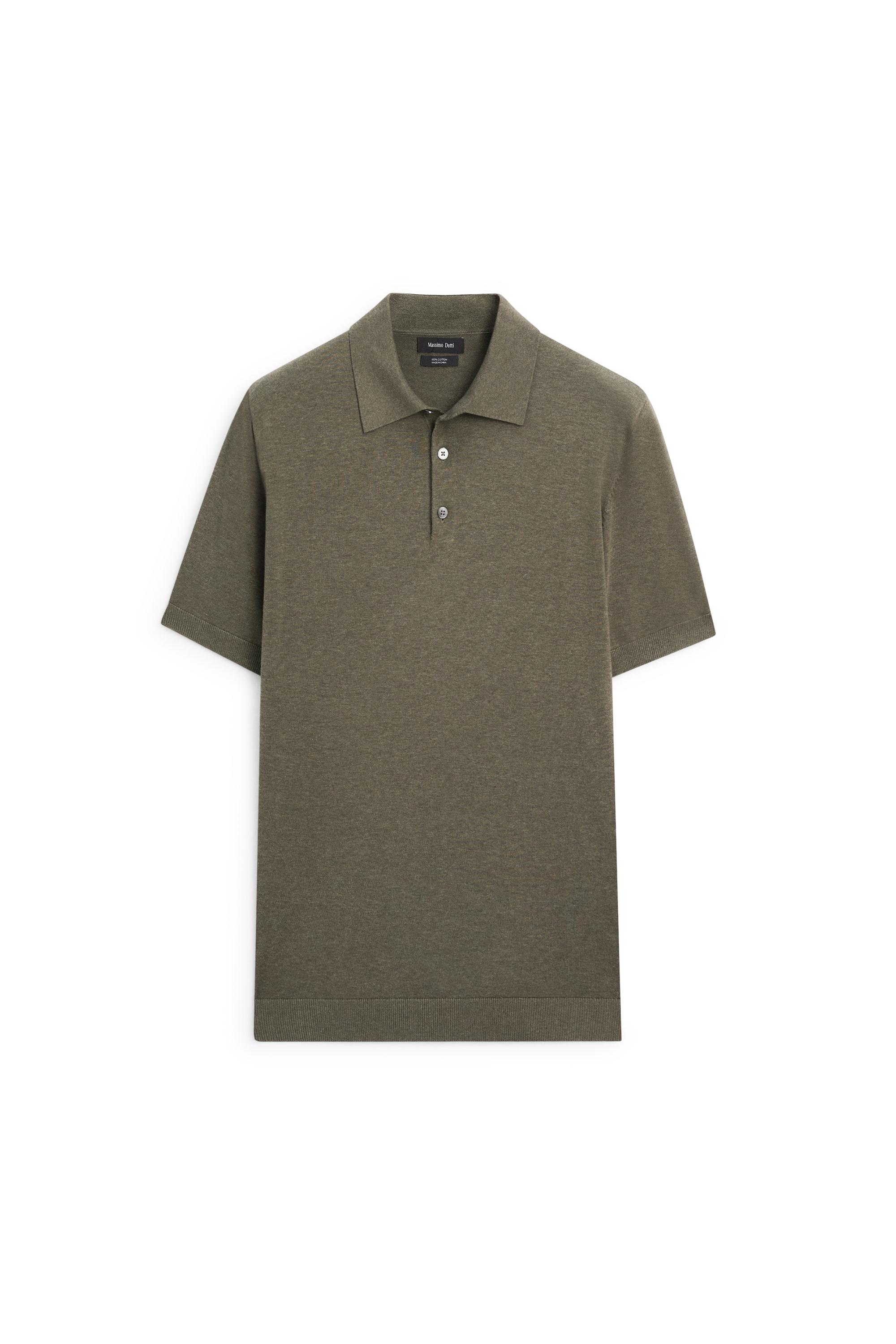 100% cotton knit polo shirt — GREEN MARL