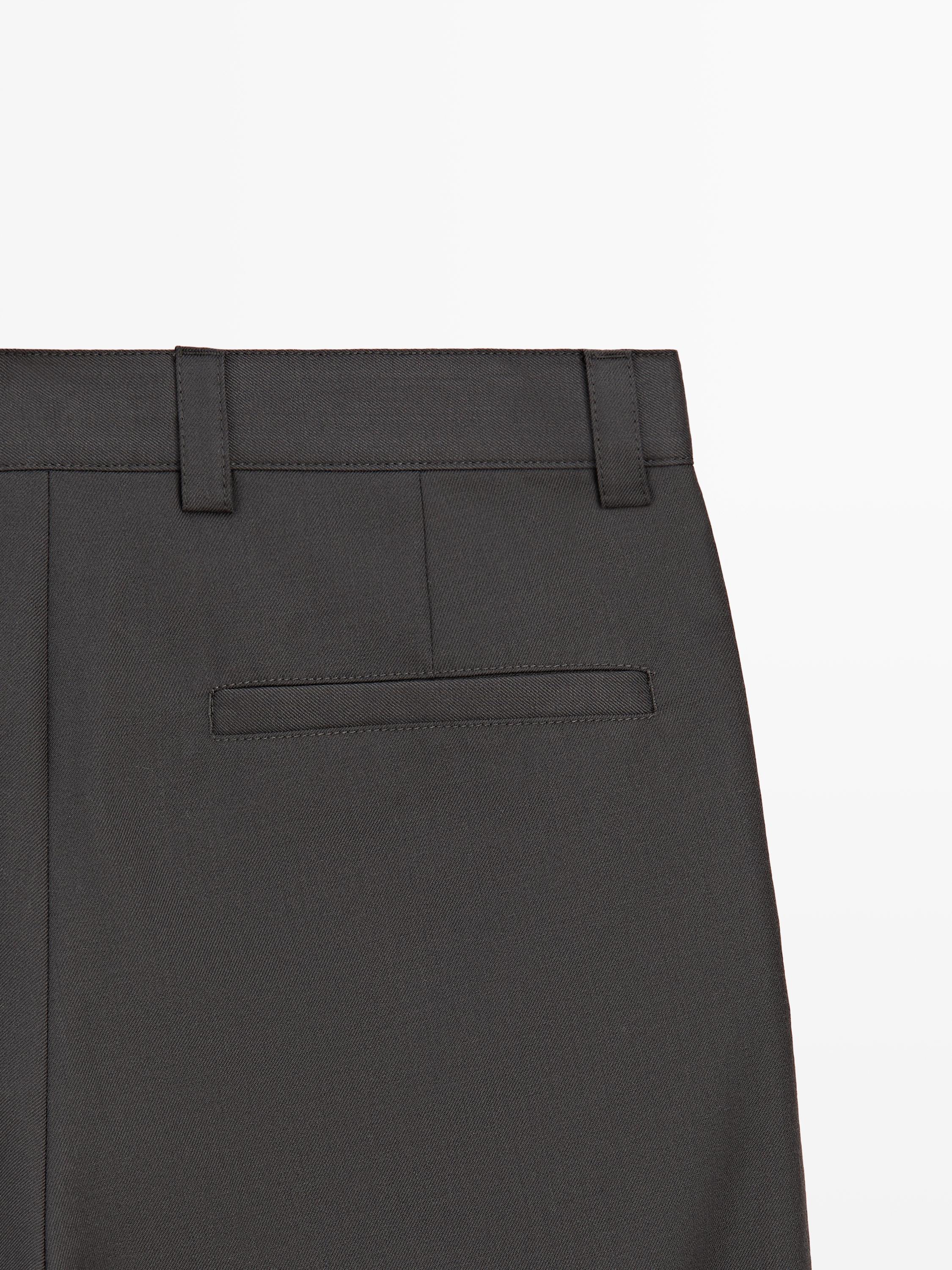 Relaxed fit wool blend trousers — STEEL