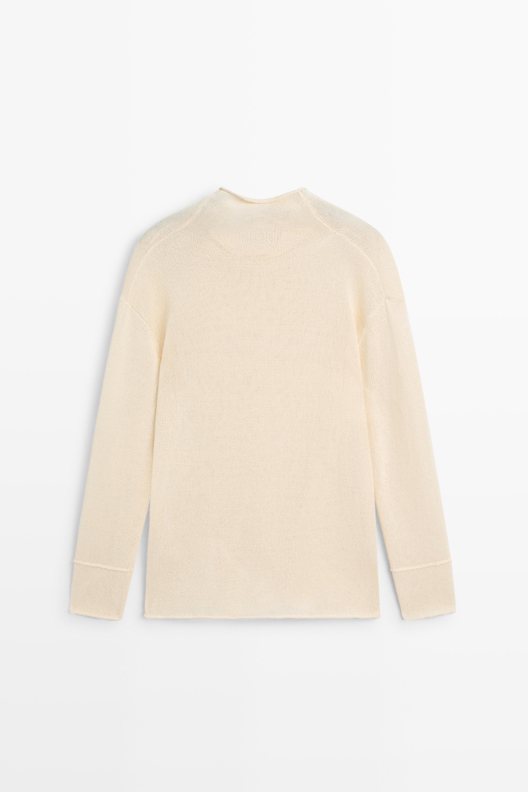 Cotton cutwork knit sweater — CREAM