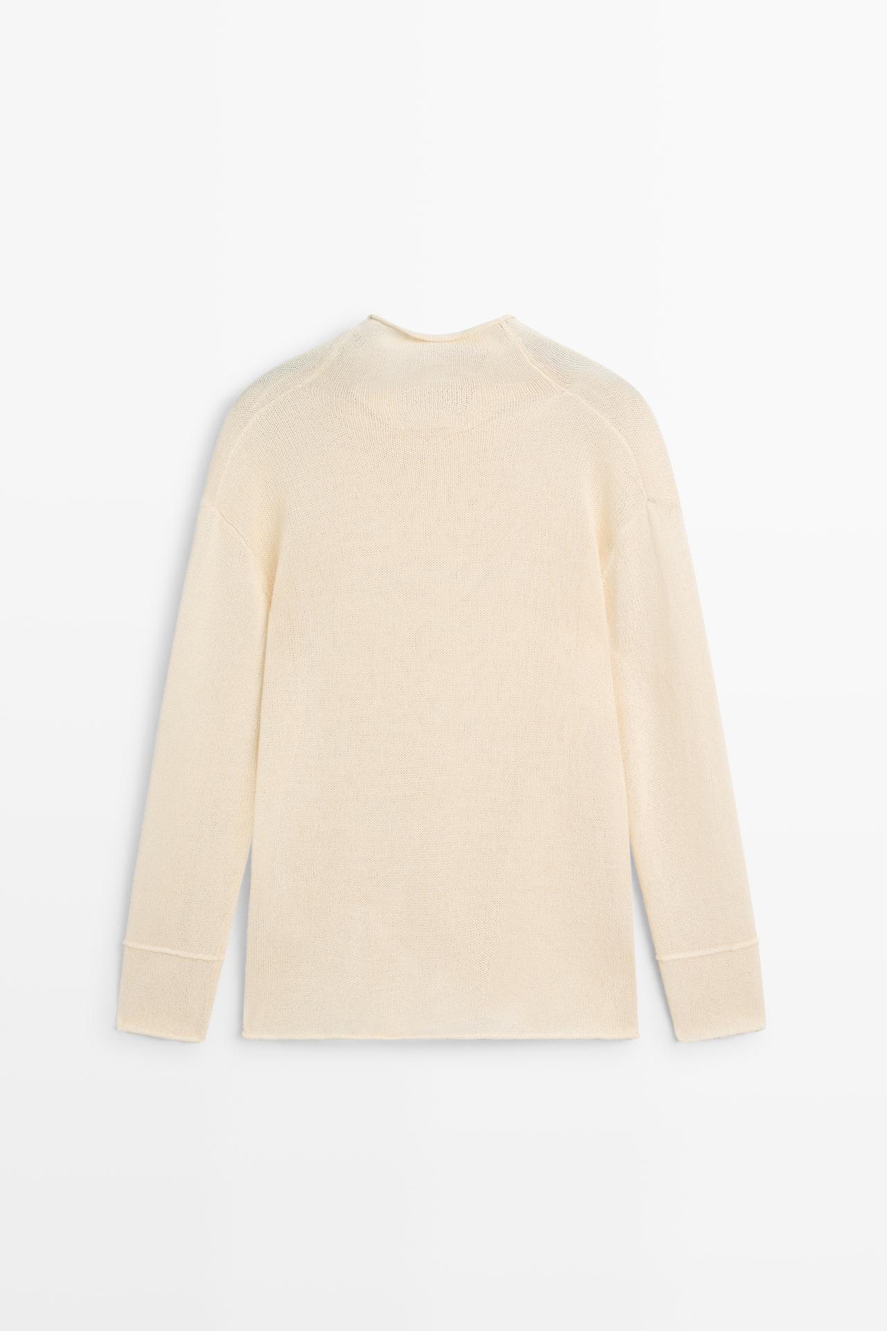 Cotton cutwork knit sweater — CREAM