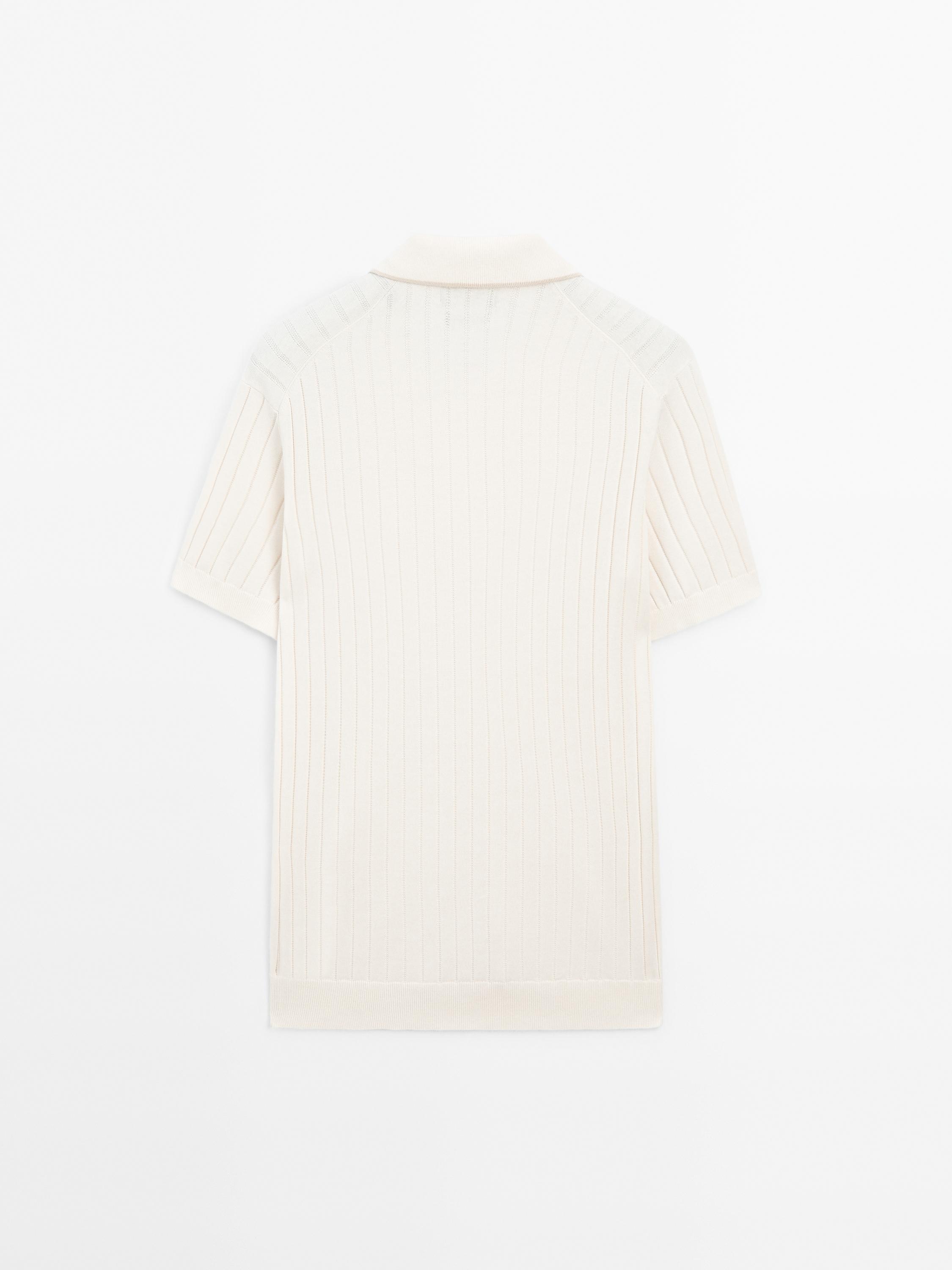 Ribbed knit polo shirt
