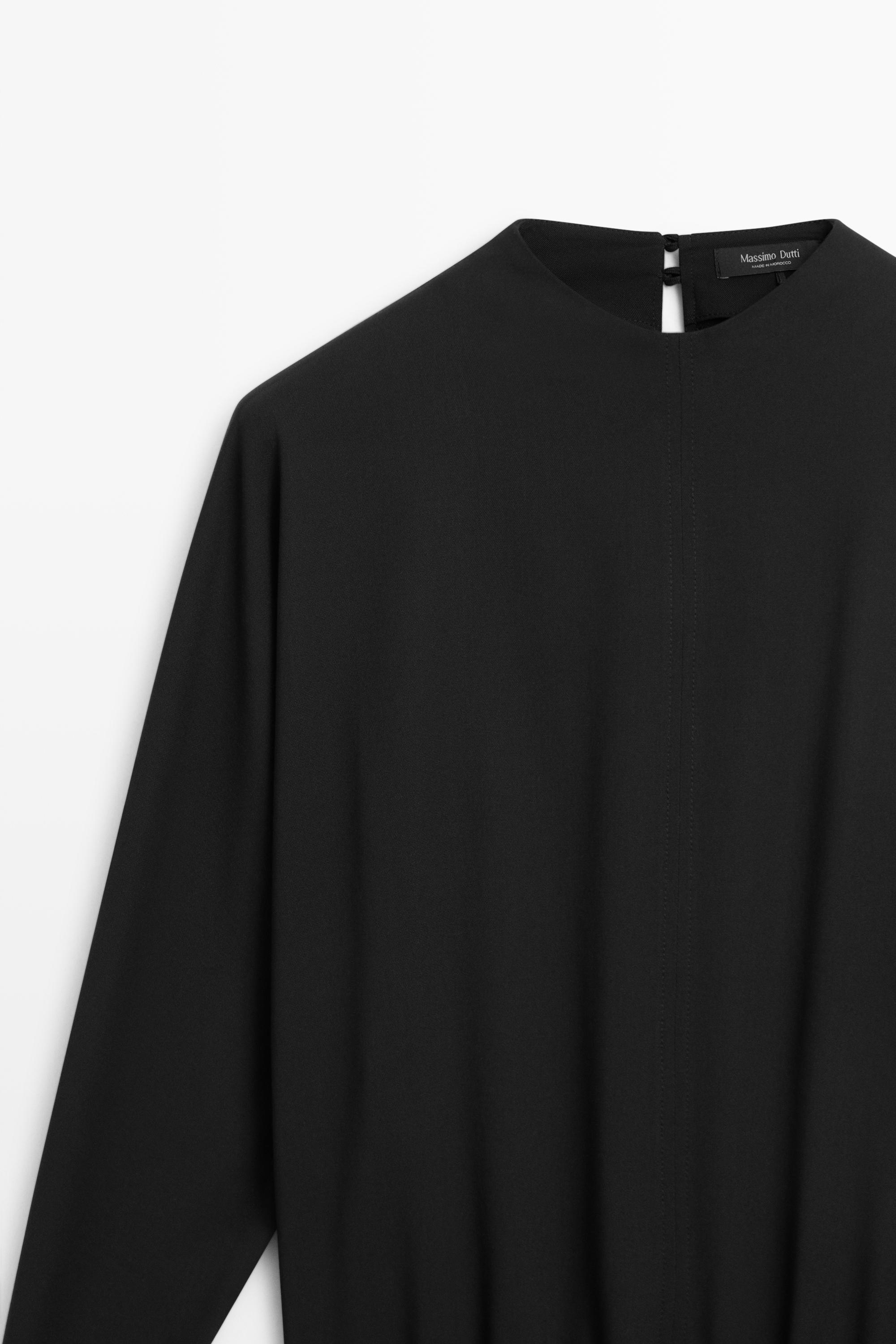Long sleeve midi dress — BLACK