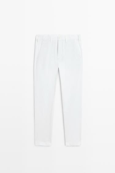 Cotton blend slim fit pants — Off white 2