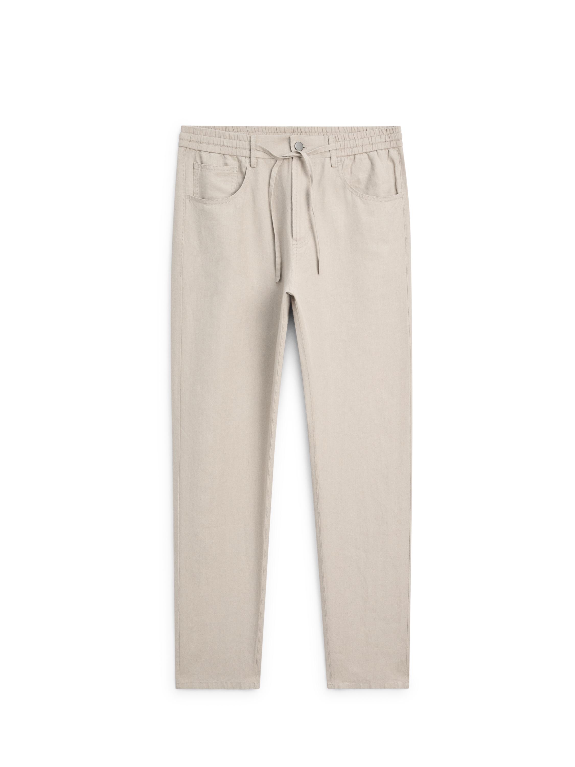 Linen jogger fit trousers — BEIGE