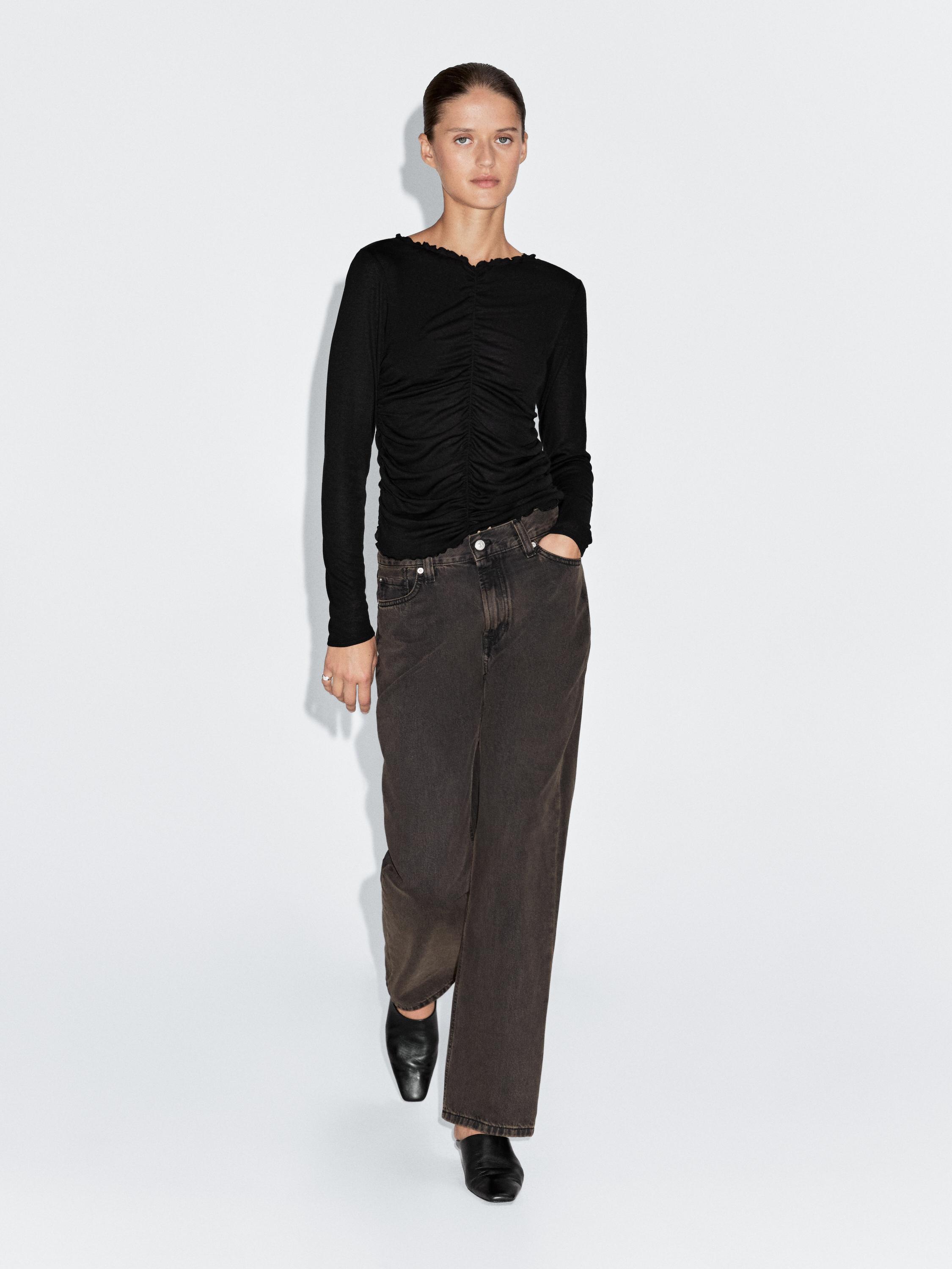 Samarreta màniga llarga frunzida