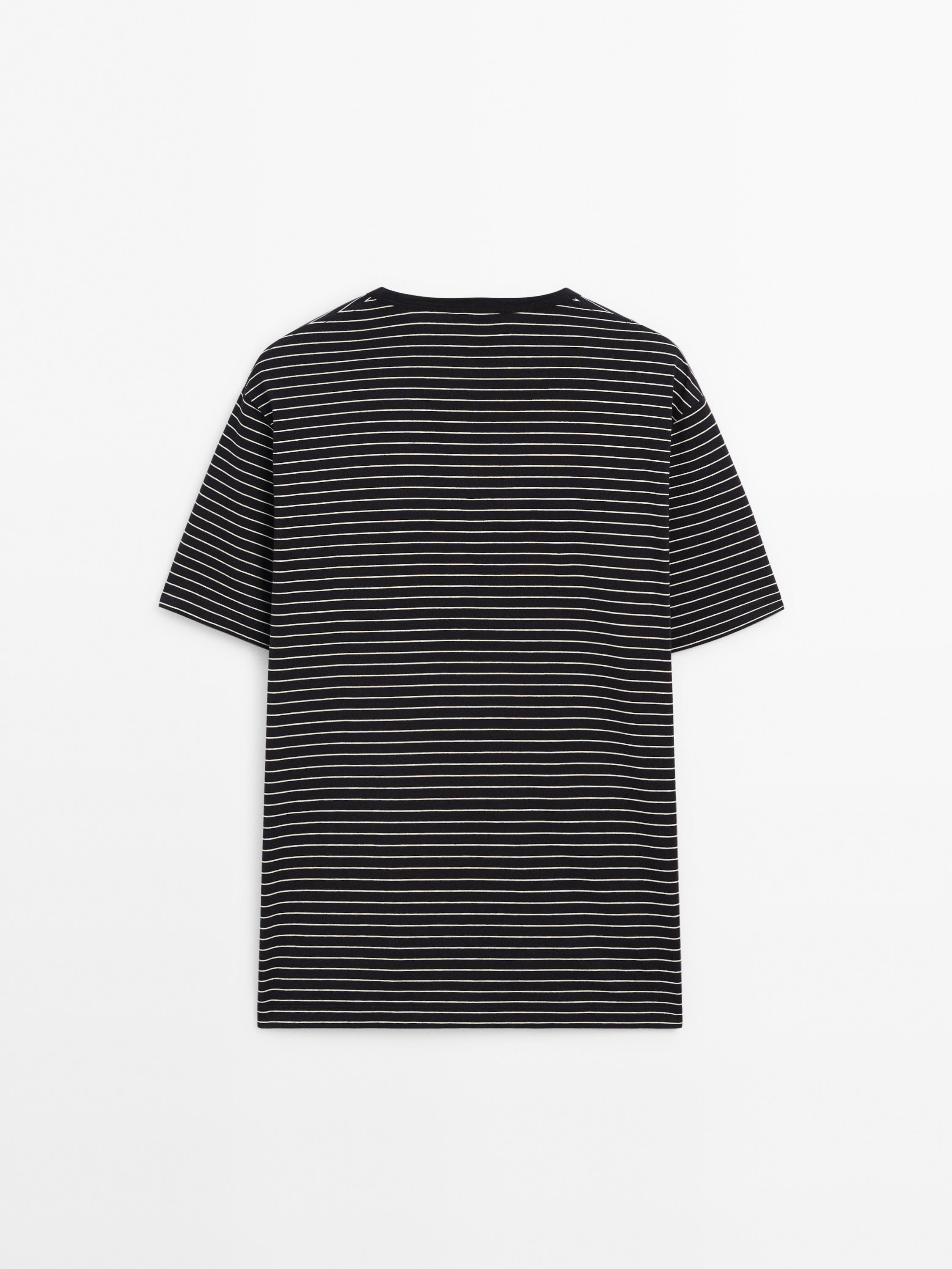 Striped 100% medium weight cotton T-shirt