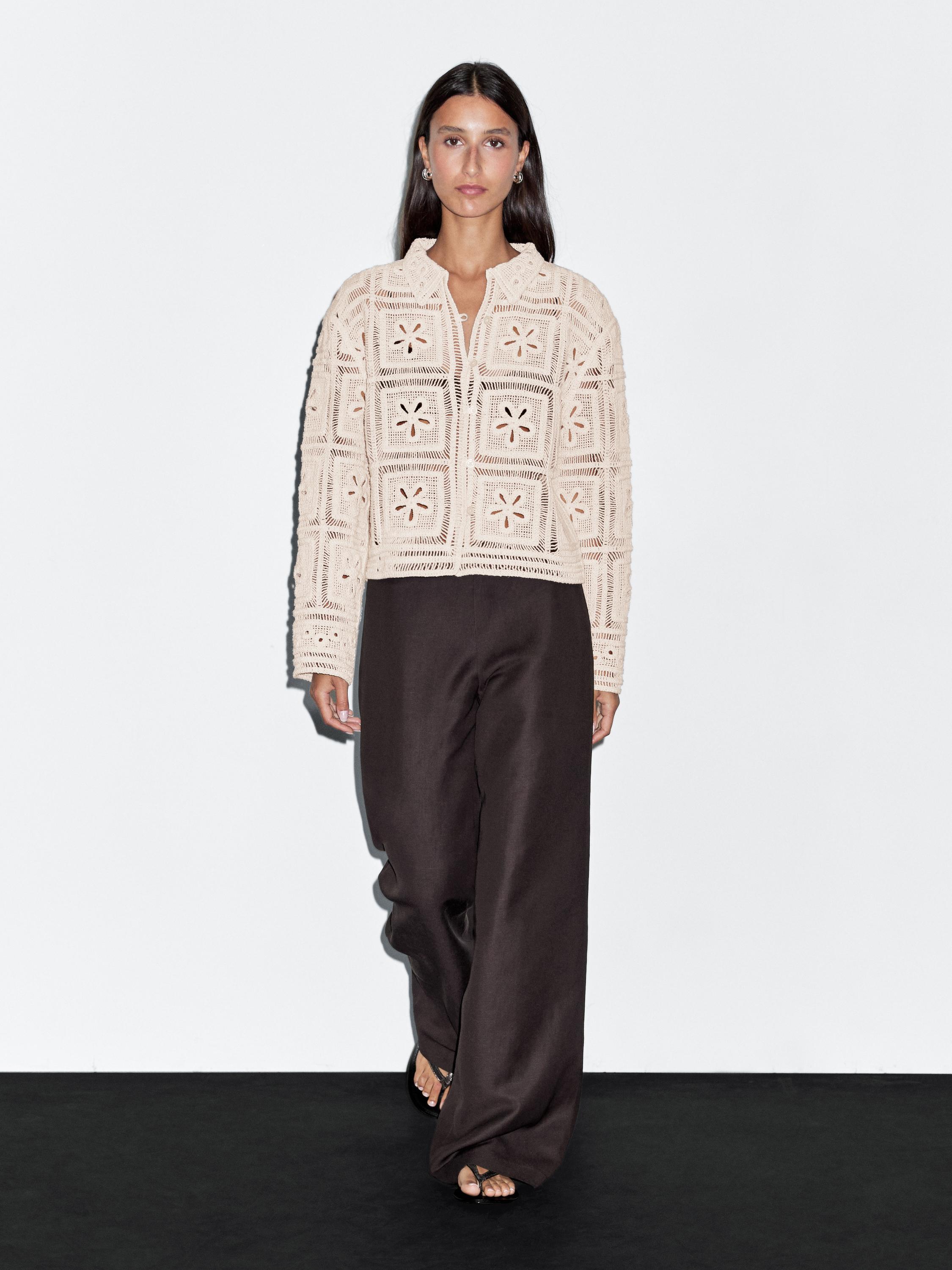 Embellished crochet cardigan