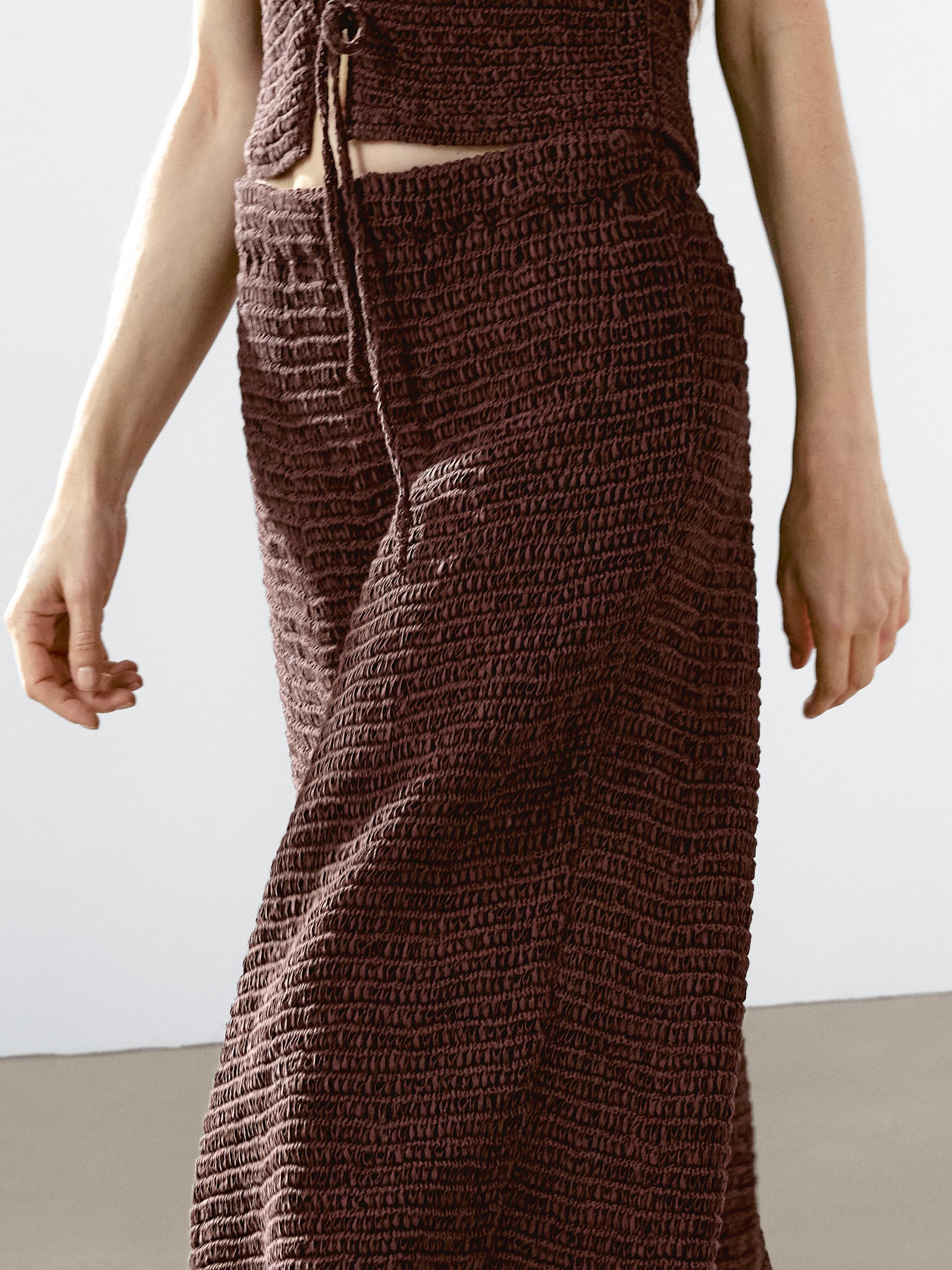 Falda midi crochet mezcla algodón