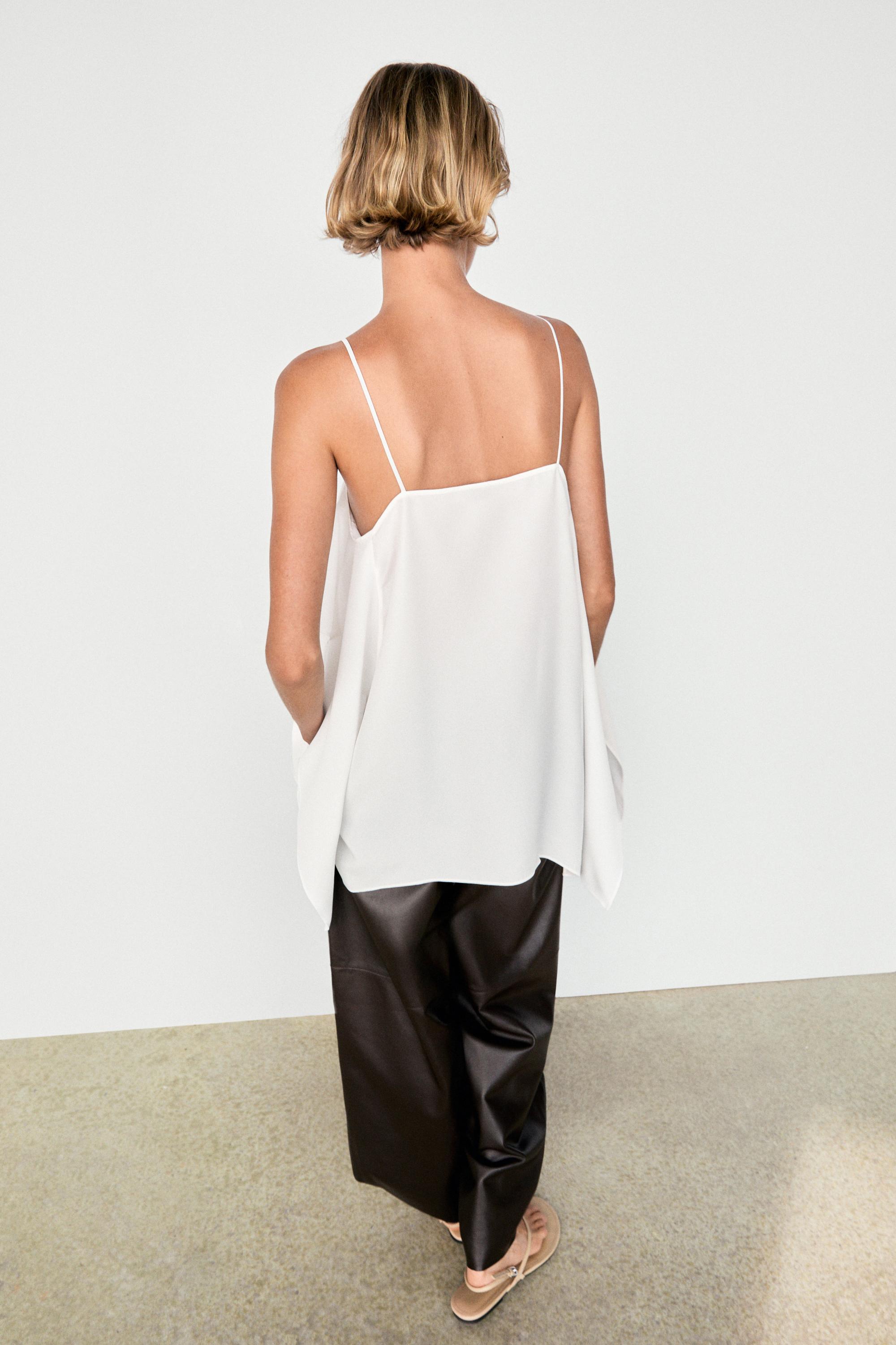Flowing spaghetti strap top — WHITE
