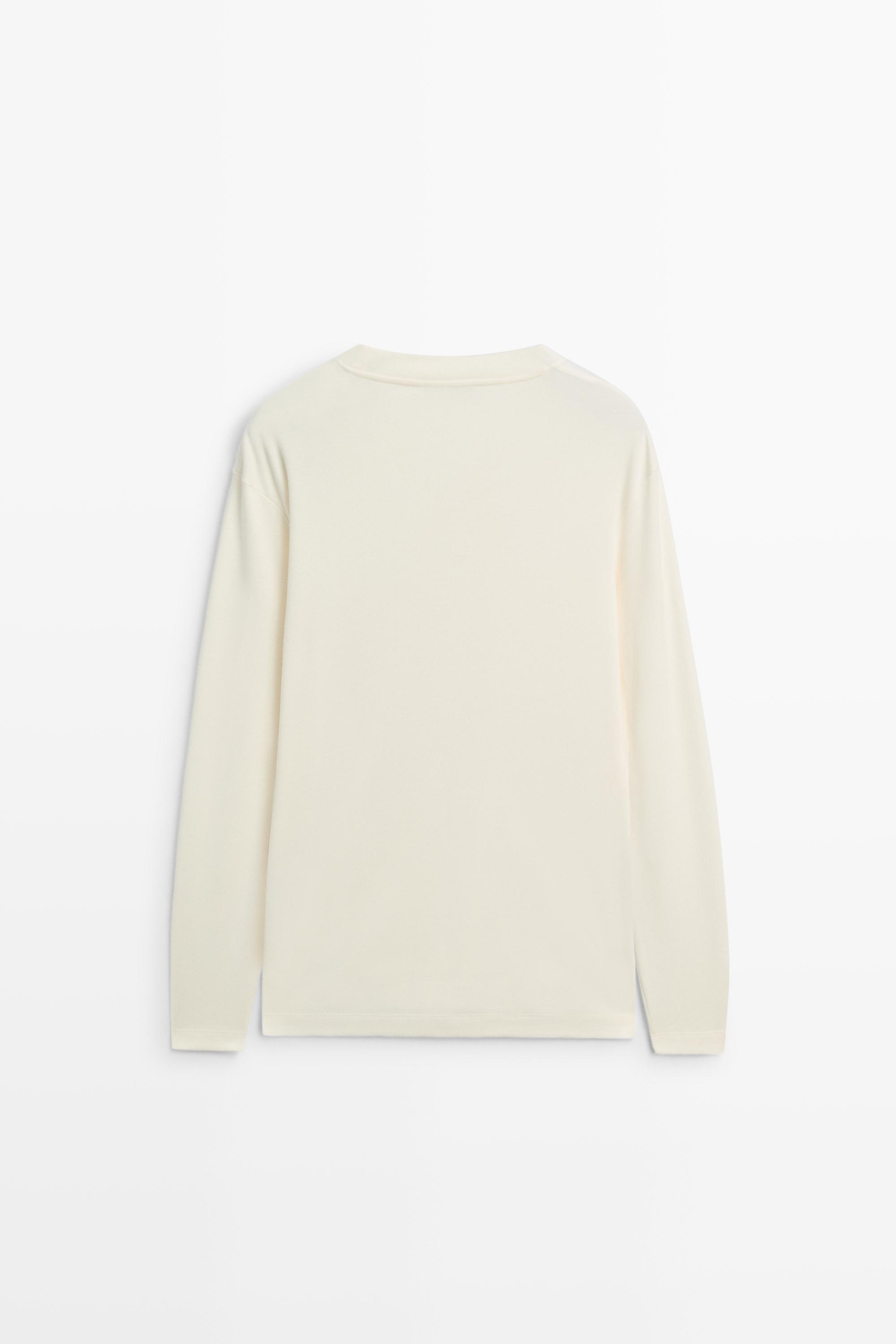 100% cotton long sleeve T-shirt — Vanilla