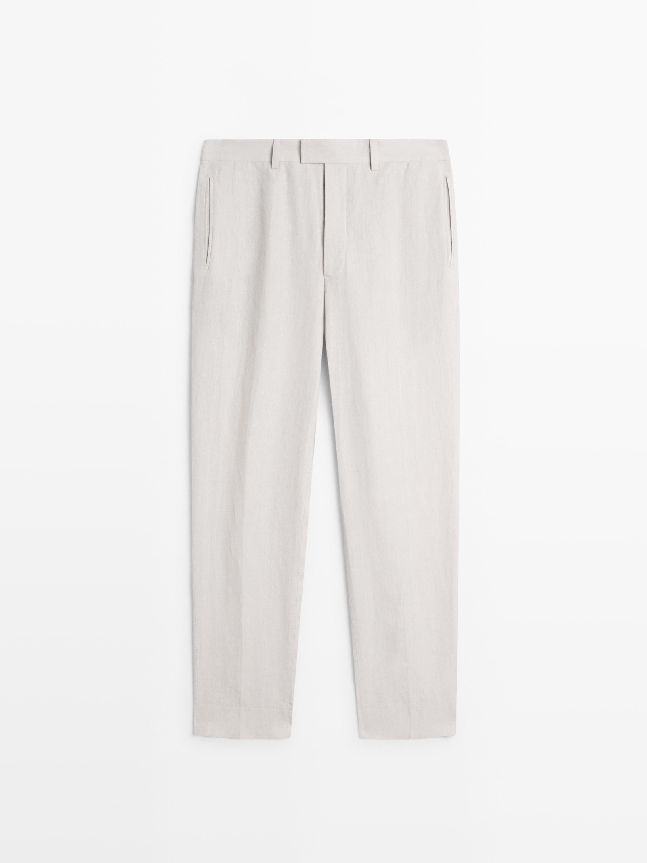 Linen tailored fit barrel trousers — ICE