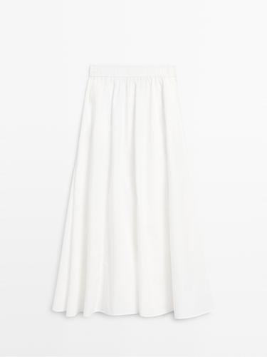 Long gathered poplin skirt — WHITE 2