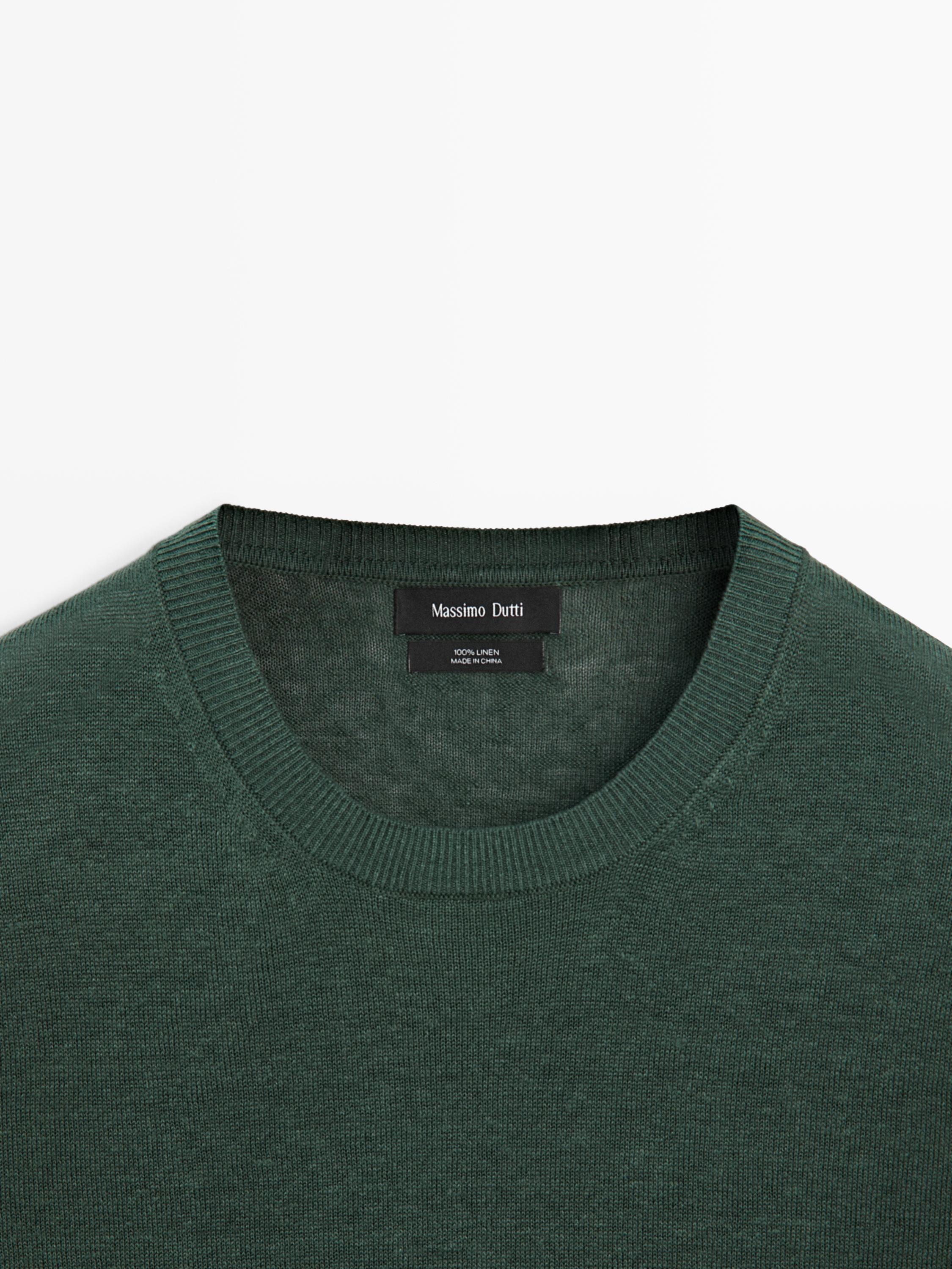 100% linen knit crew neck sweater — BOTTLE