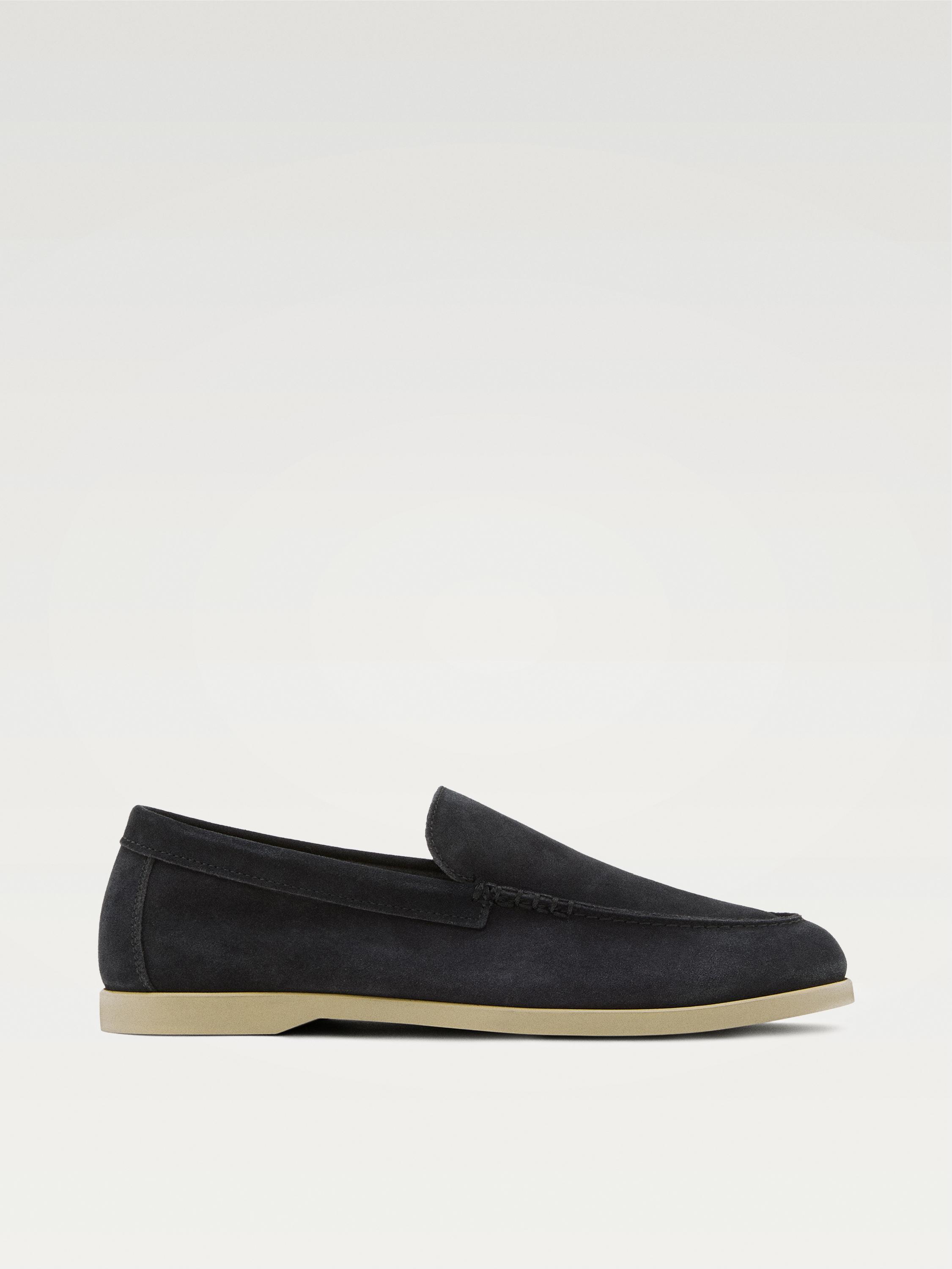 Soft split leather loafers — Dark blue