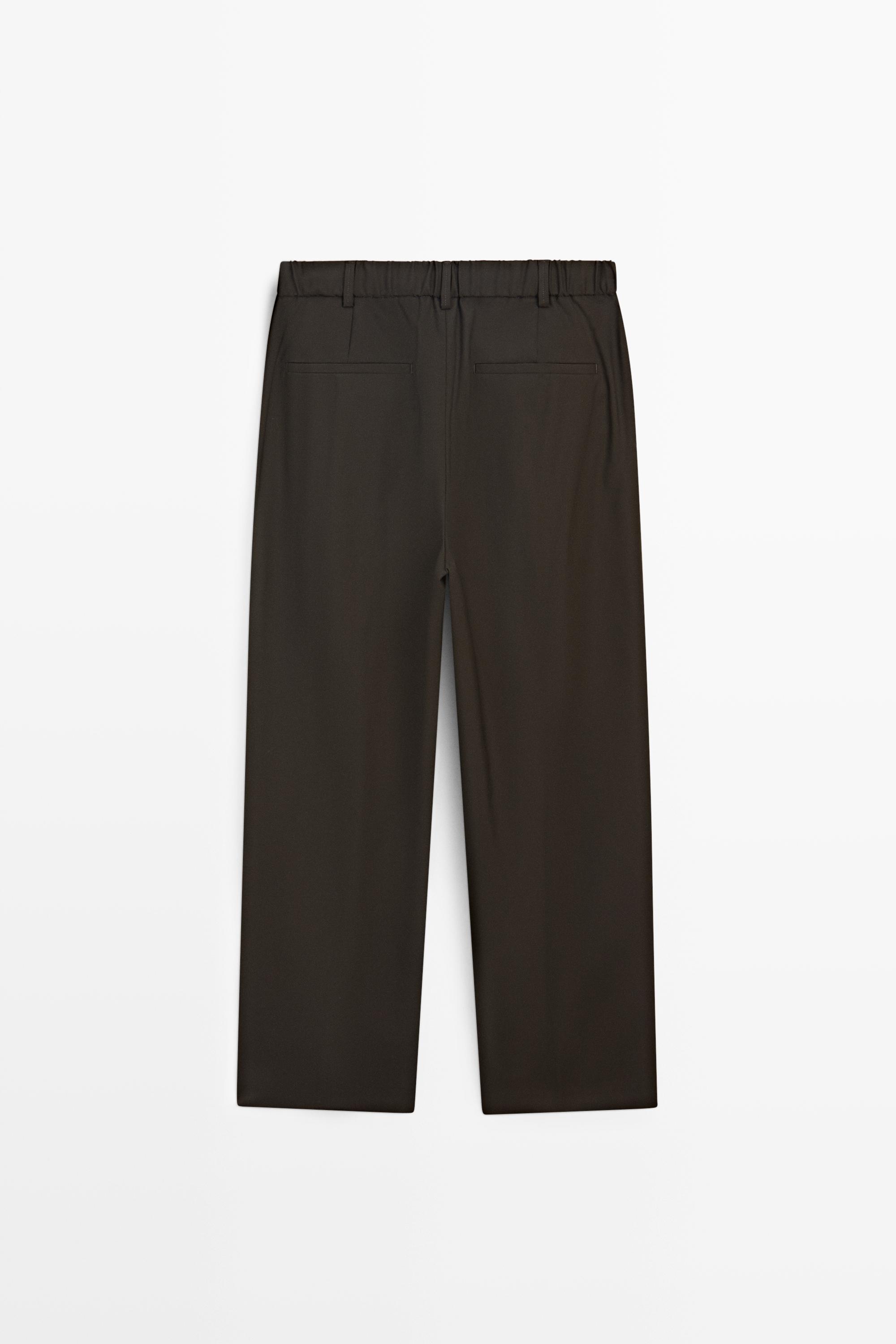 100% wool relaxed fit pants — BROWN