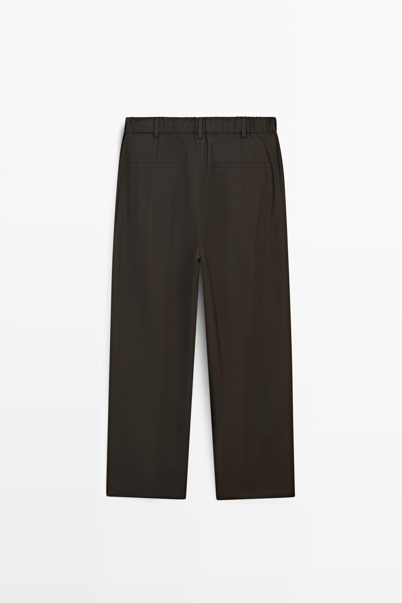 100% wool relaxed fit pants — BROWN
