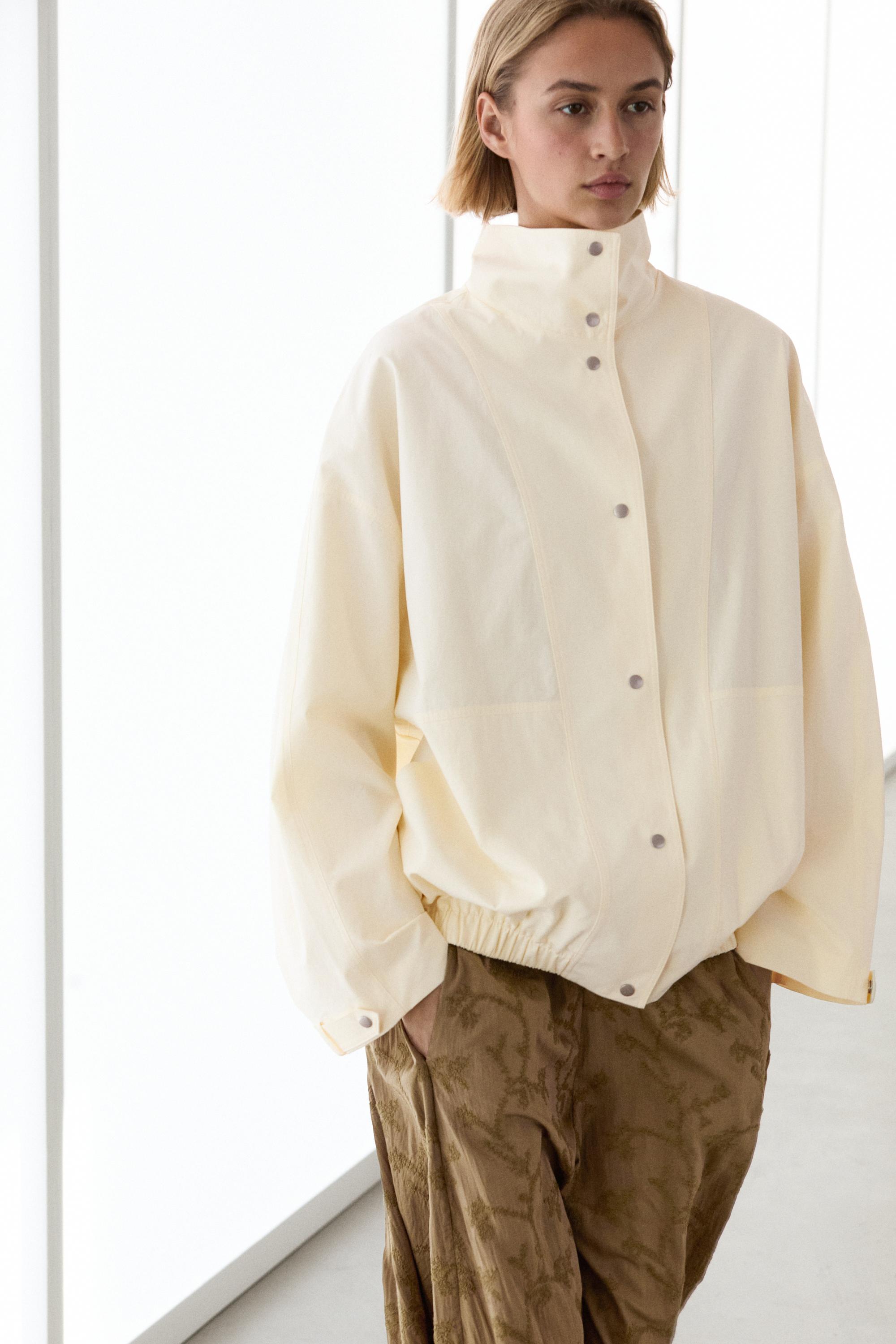 Oversize bomber jacket with snap buttons — CREAM