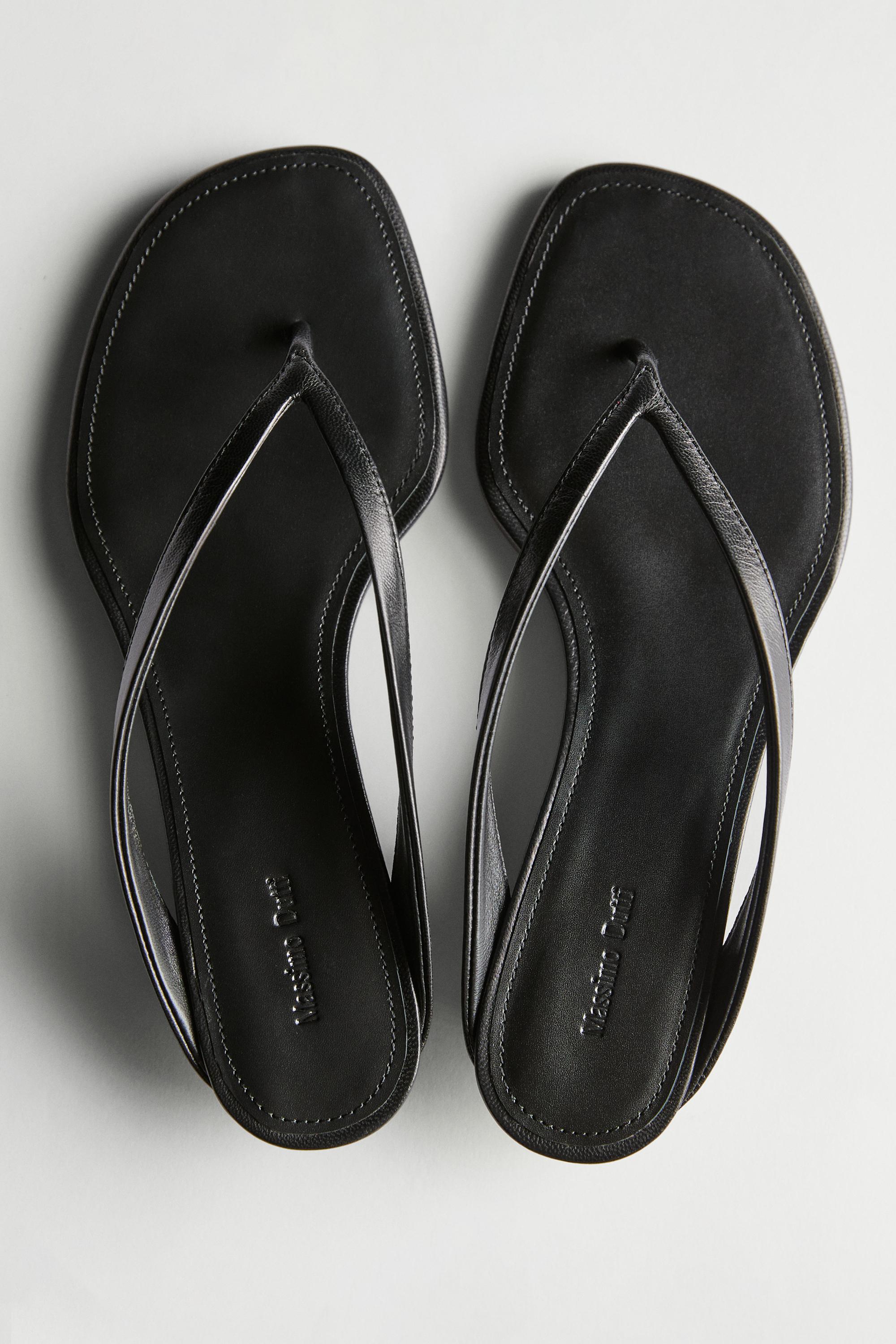 Mid-heel toe sandal — BLACK