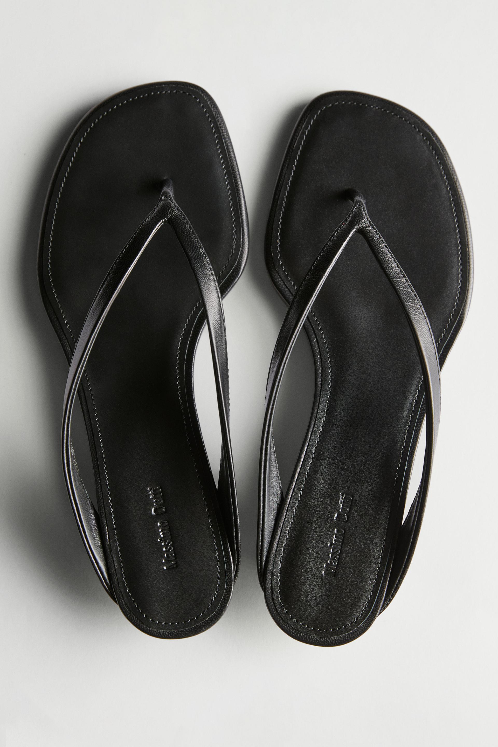 Sandalo Infradito Tacco Medio - Nero - 37 - Massimo Dutti - Femminile