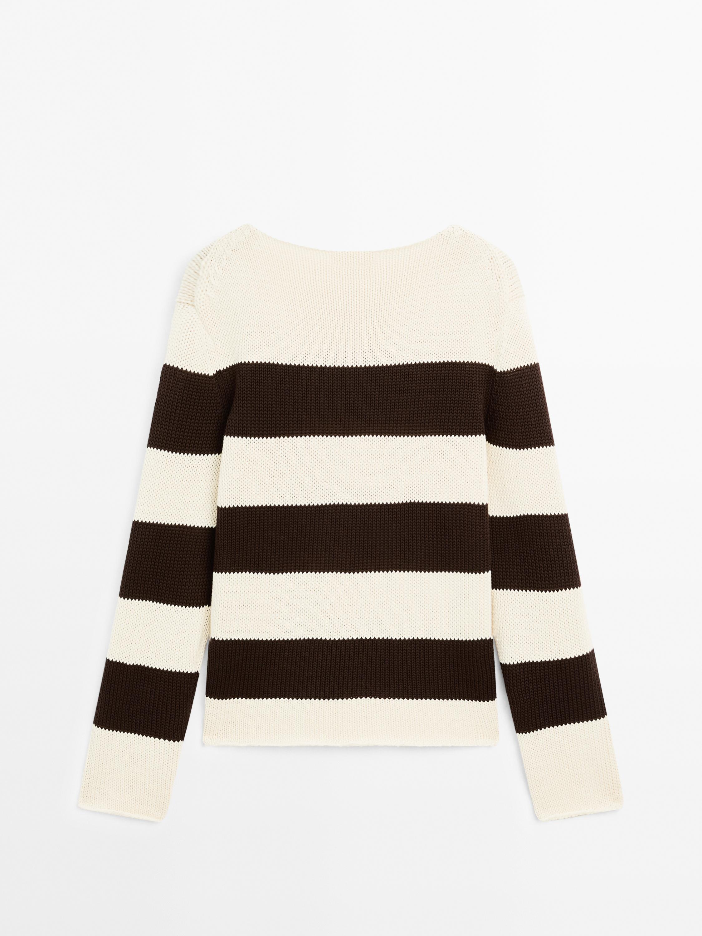 100% cotton striped knit sweater