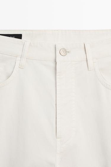 Barrel fit poplin denim-effect pants — STONE 9